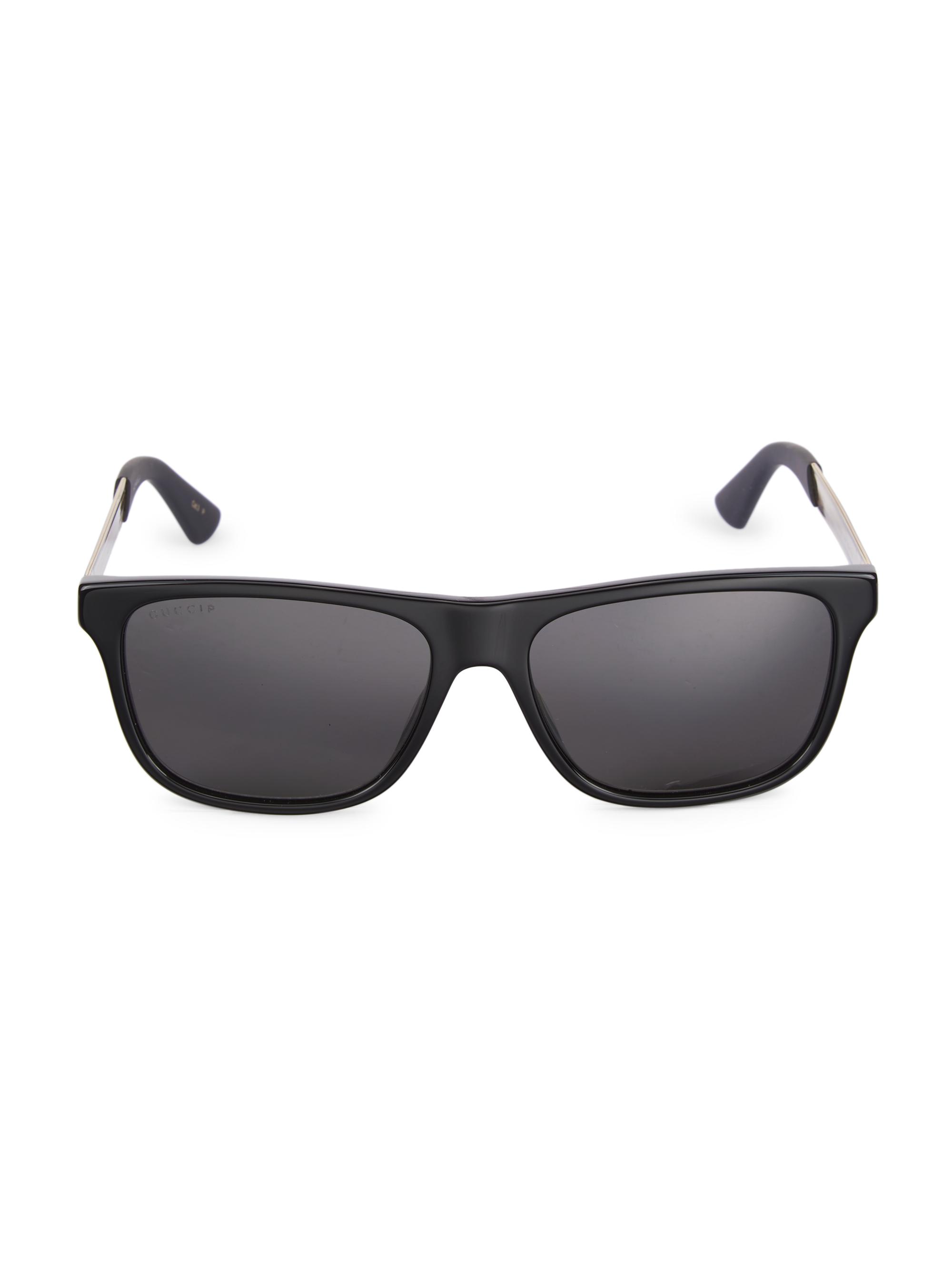Gucci Men's 57MM Rectangular Sunglasses - Black