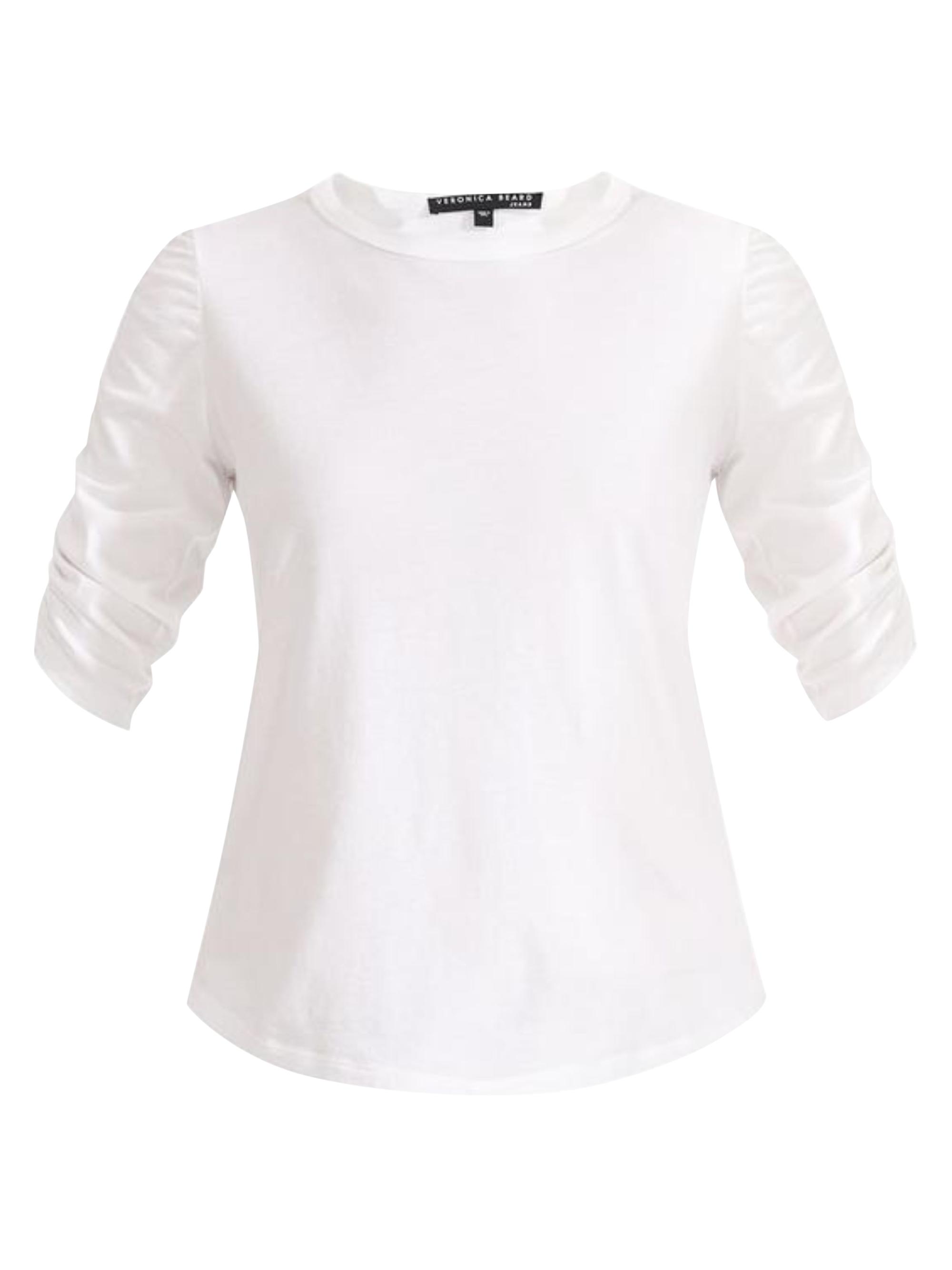 Veronica Beard Women's Waldorf Ruched-Sleeve T-Shirt - White
