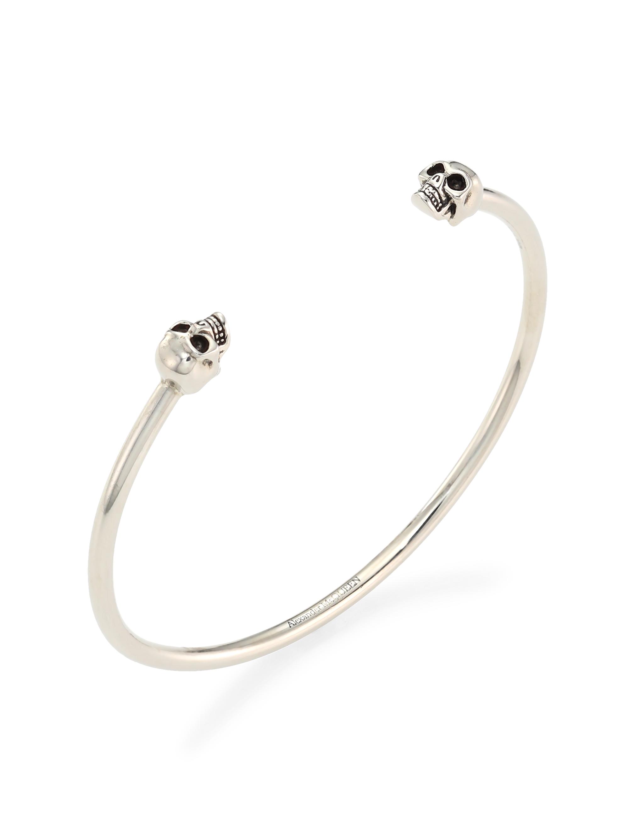 McQueen Men's Twin Skulls Bracelet - Silver