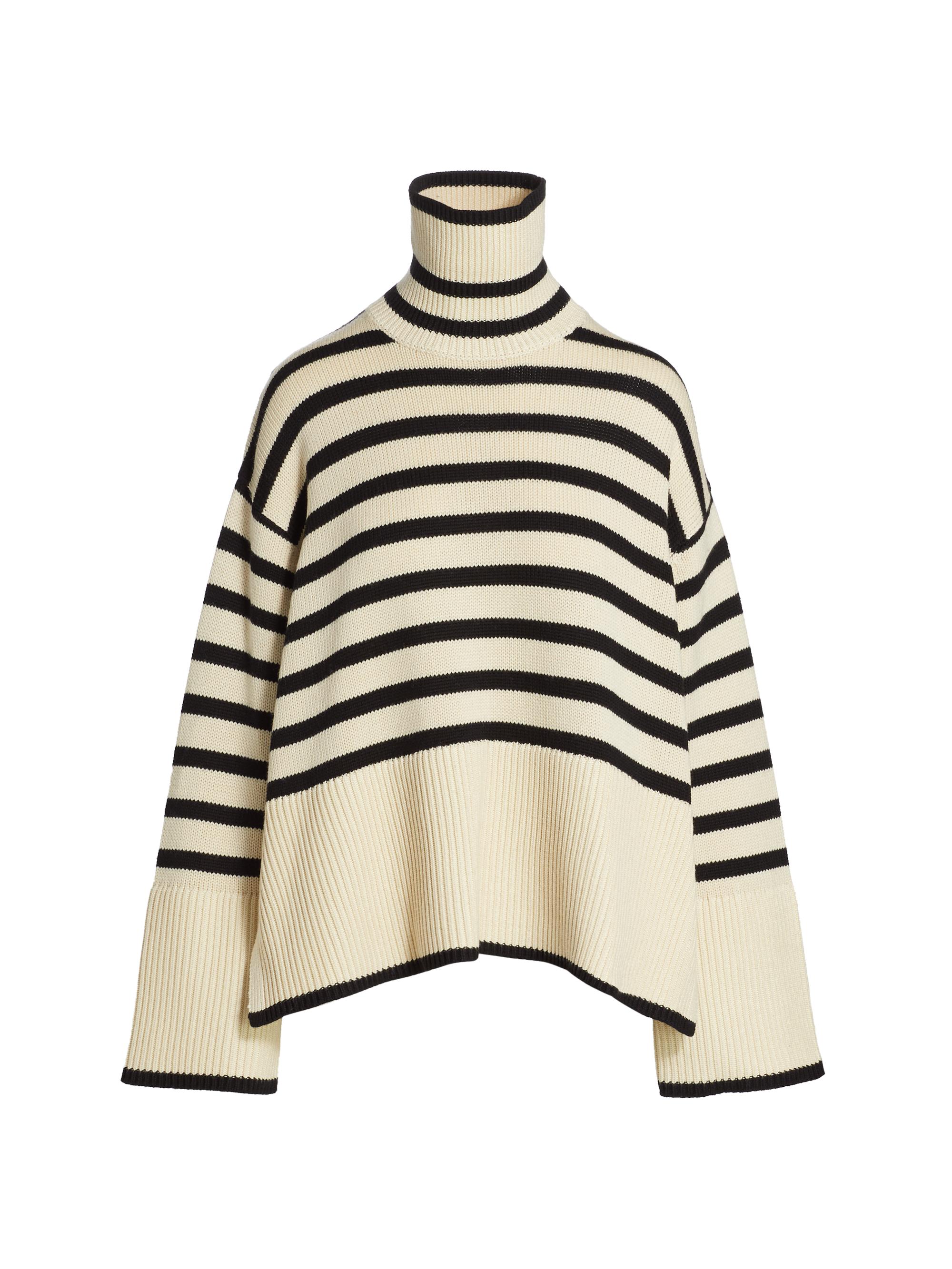 Toteme Women's Signature Stripe Turtleneck Sweater - Light Sand Stripe