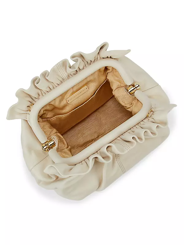 Cream Frame Detail Ruched Clutch Bag