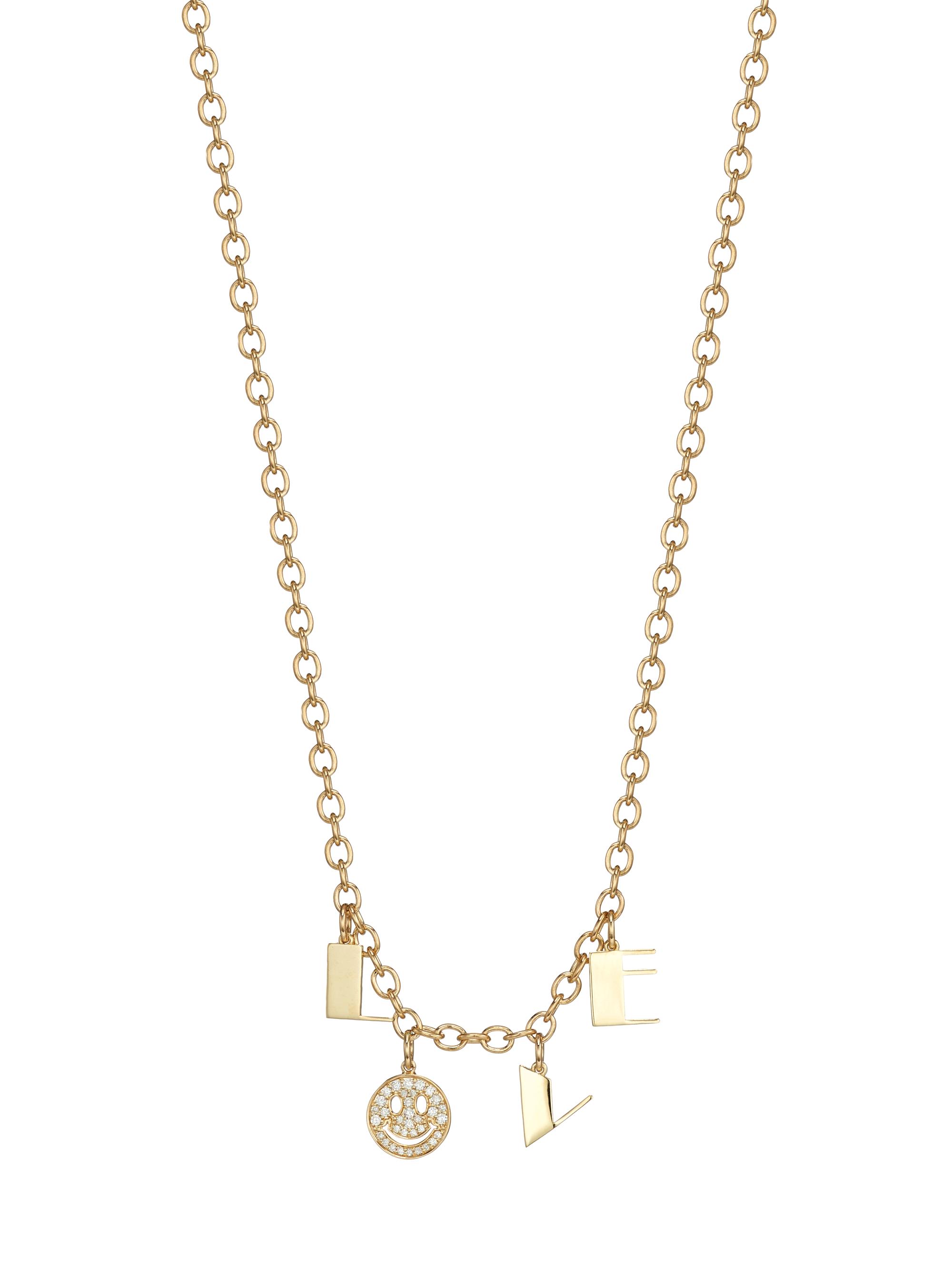 Sydney Evan Women's Happy Love Pure 14K Yellow Gold & Diamond Charm Necklace - Gold