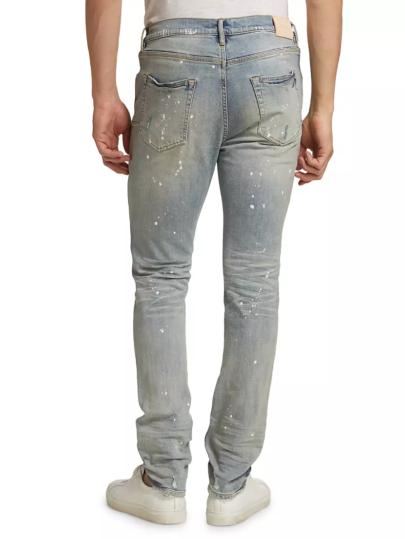 PURPLE BRAND Paint Splatter-print Skinny-cut Jeans - Blue