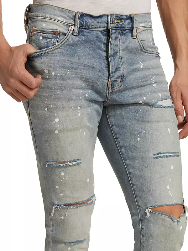 Amiri Men's Paint Drop Logo Skinny Jeans