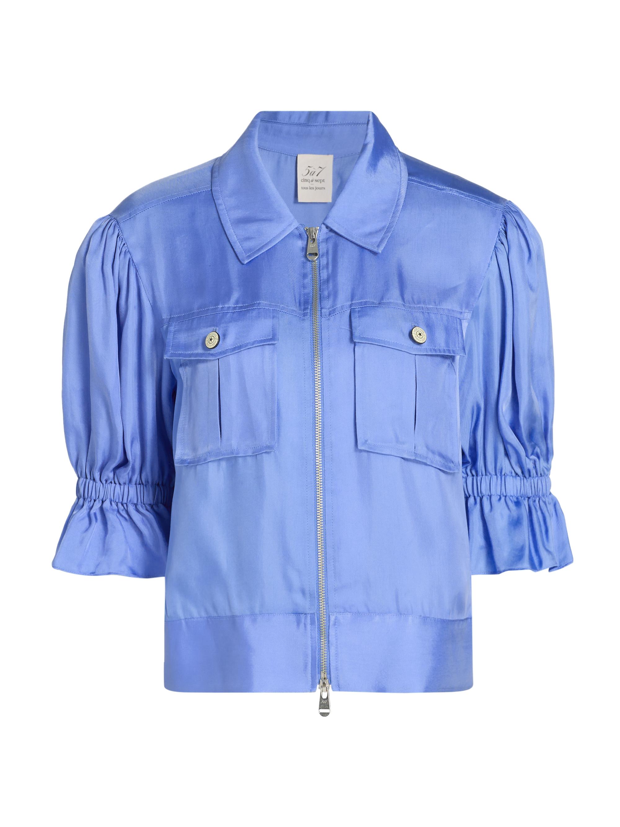 Cinq à Sept Women's Holly Puff-Sleeve Utility Jacket - Cobalt Wave