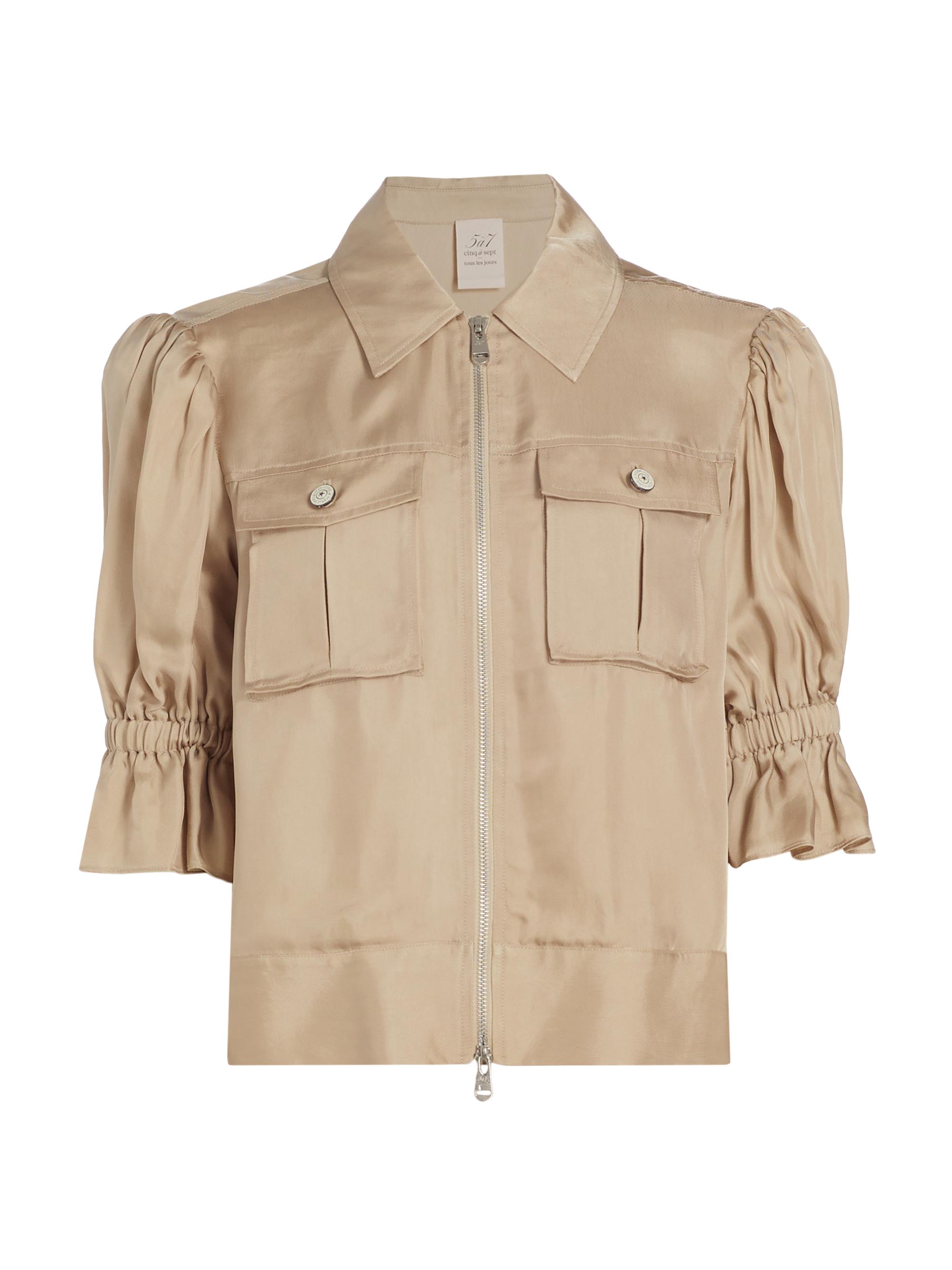 Cinq à Sept Women's Holly Puff-Sleeve Utility Jacket - Khaki