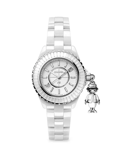 CHANEL  J12, A CERAMIC, STAINLESS STEEL AND SAPPHIRE