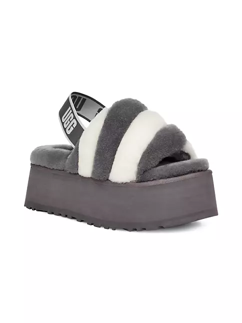 Shop UGG Disco Stripe Sheepskin Slingback Slide Sandals | Saks