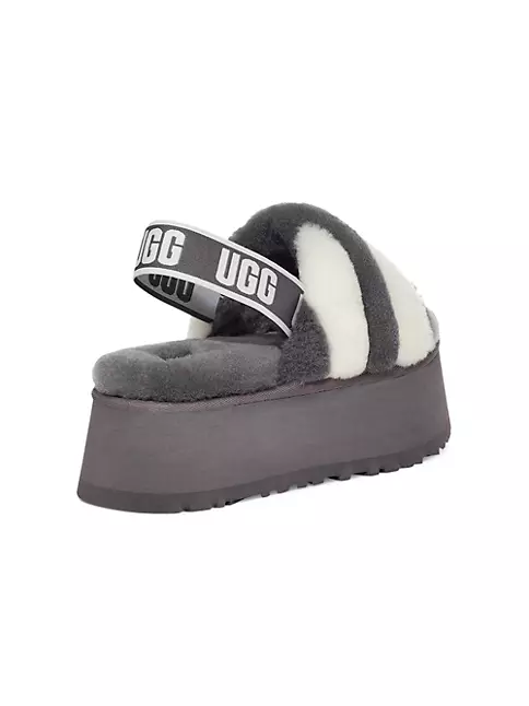 Shop UGG Disco Stripe Sheepskin Slingback Slide Sandals | Saks