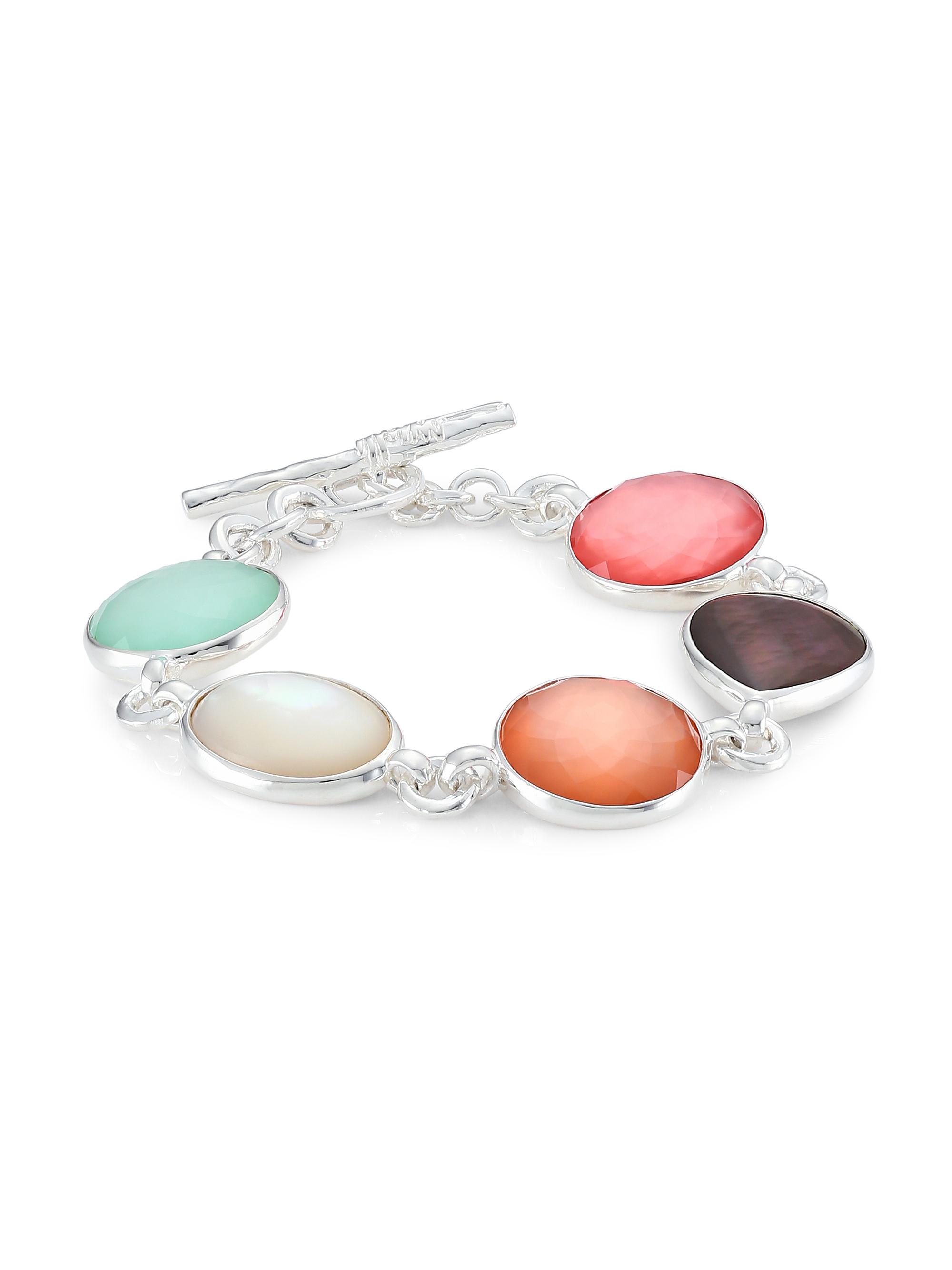 Ippolita Women's Wonderland Sterling Silver, Shell & Mixed-Stone 5-Stone Flexible Toggle Bracelet - Silver