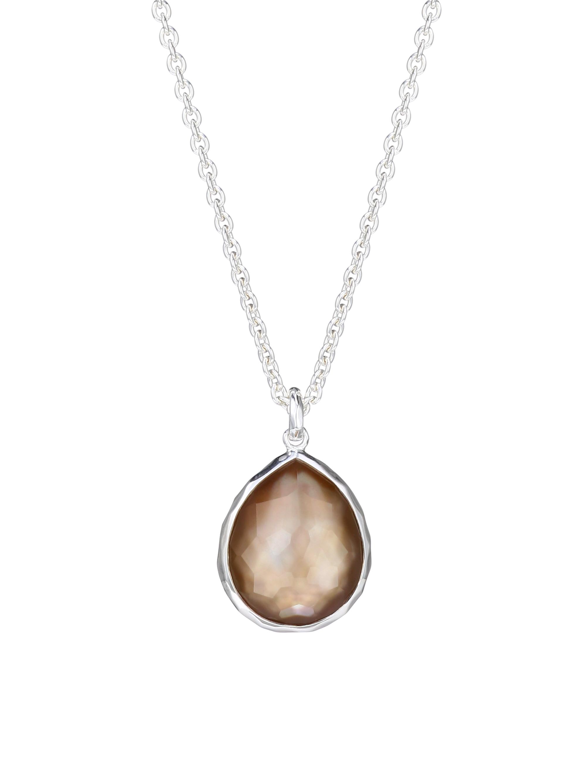 Ippolita Women's Rock Candy Sterling Silver & Brown Shell Doublet Mini Teardrop Pendant Necklace - Silver