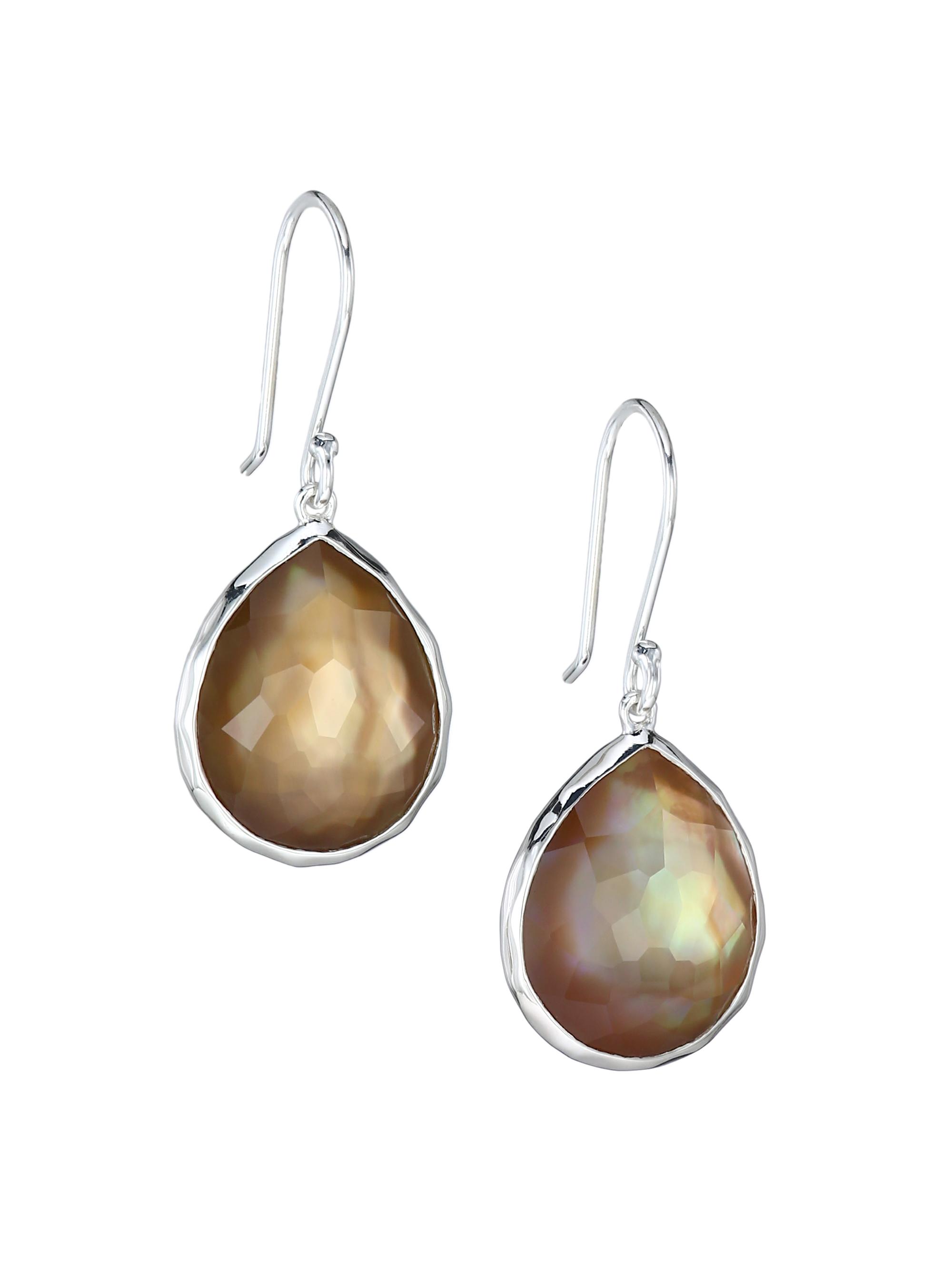 Ippolita Women's Rock Candy Sterling Silver & Brown Shell Doublet Teardrop Earings - Silver