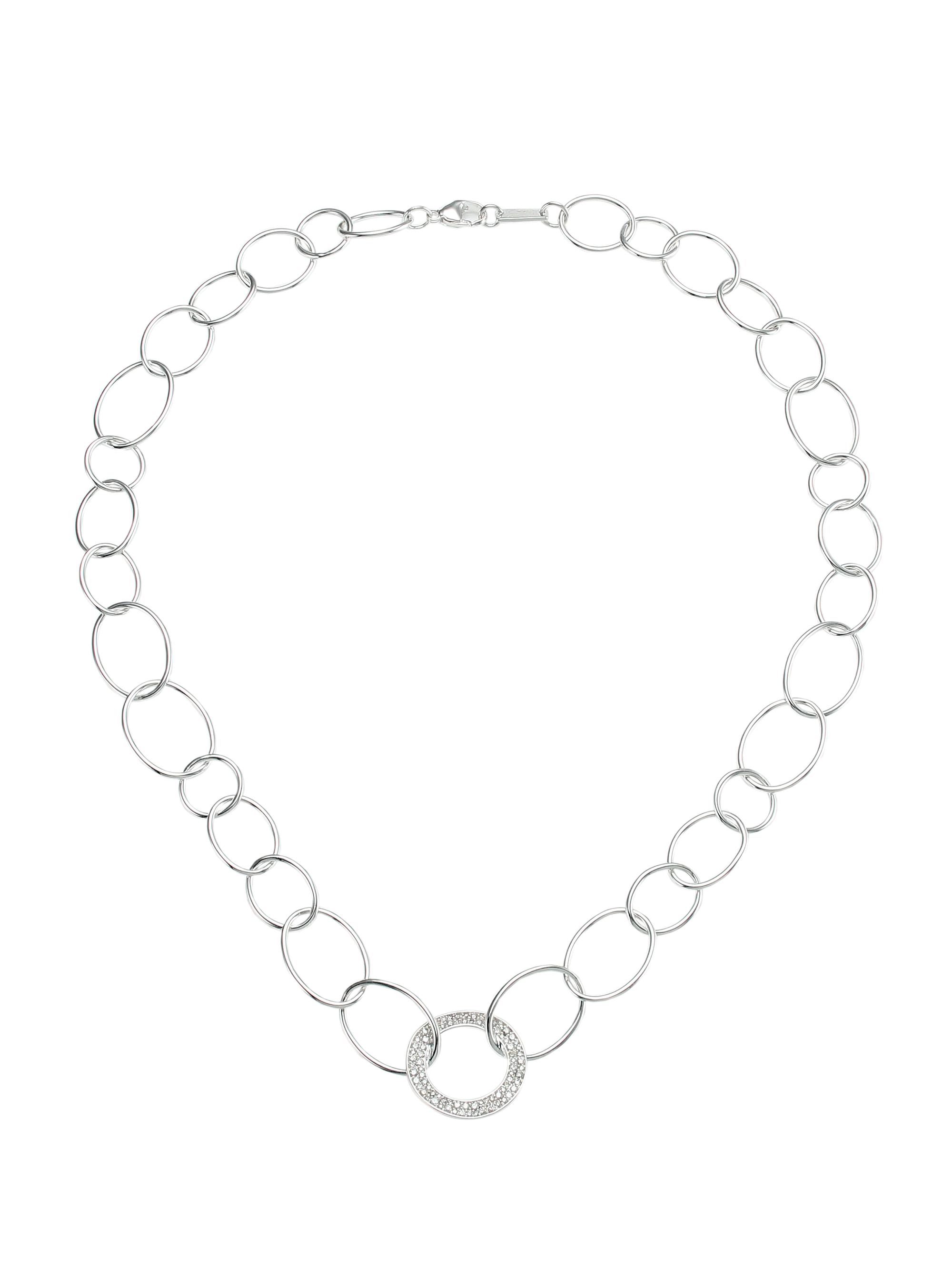 Ippolita Women's Stardust Sterling Silver & Diamond Wavy Circle Pendant Mixed-Link Necklace - Silver