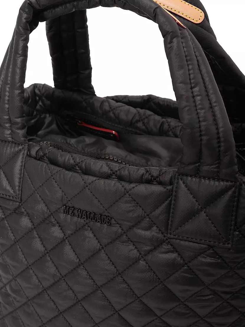 NEW MZ WALLACE Black Mini Metro Deluxe Tote Quilted Nylon
