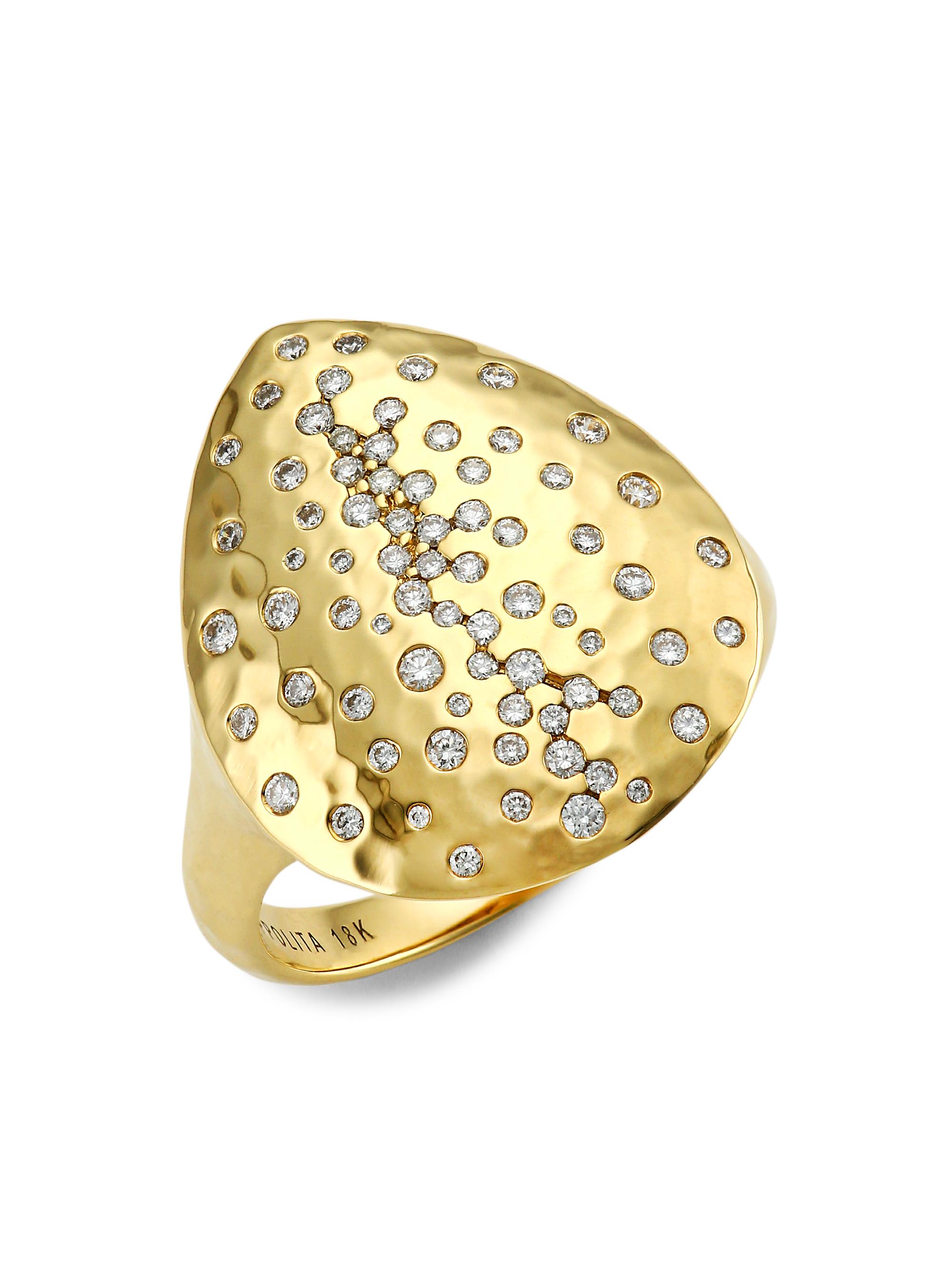 Ippolita Women's Stardust 18K Yellow Gold & Diamond Crinkle Teardrop Ring - Gold