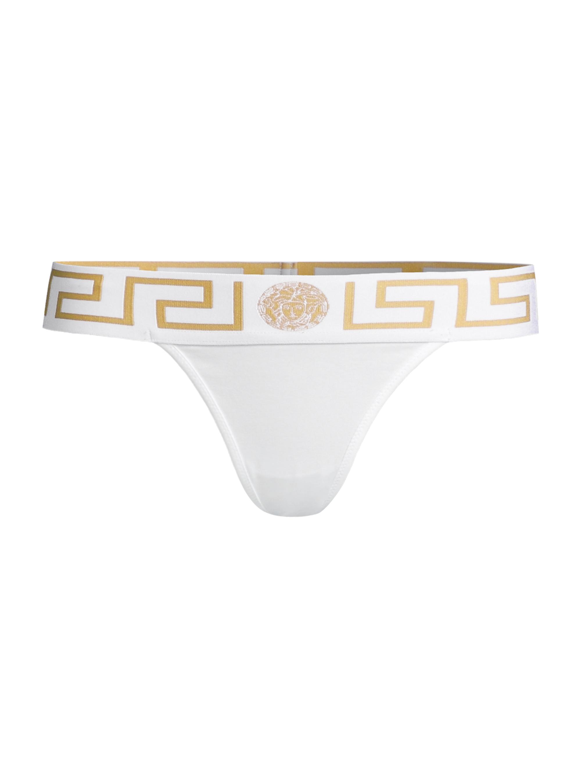 Versace Women's Greca Border Thong - White
