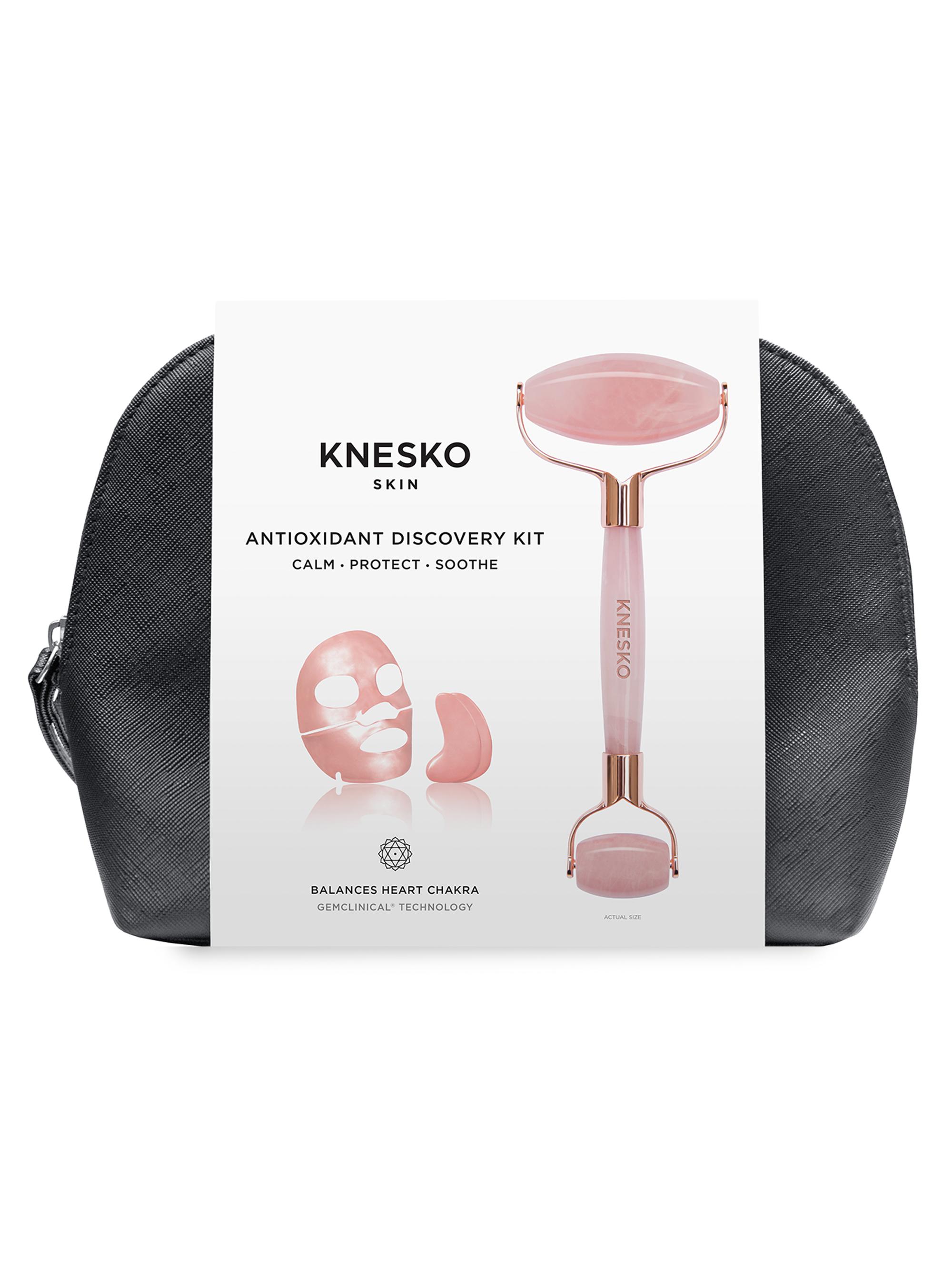 Knesko Women's Rose Quartz Antioxidant 2-Treatment Discovery Kit With Rose Quartz Roller