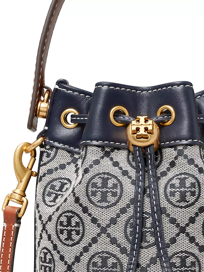 T Monogram Jacquard Embroidered Mini Bucket Bag: Women's Handbags, Crossbody Bags