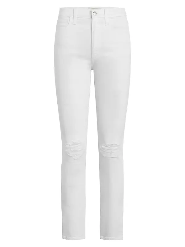 The Luna High-Rise Distressed Cigarette Ankle Jeans