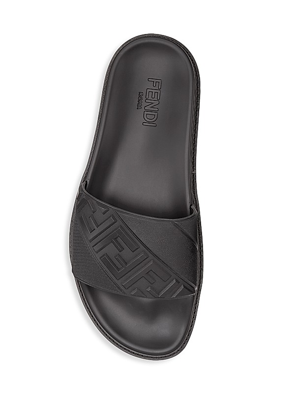 Shop Fendi FF Diagonal Logo Print Slides | Saks Fifth Avenue Shop Fendi FF Diagonal Logo Print Slides | Saks Fifth Avenue