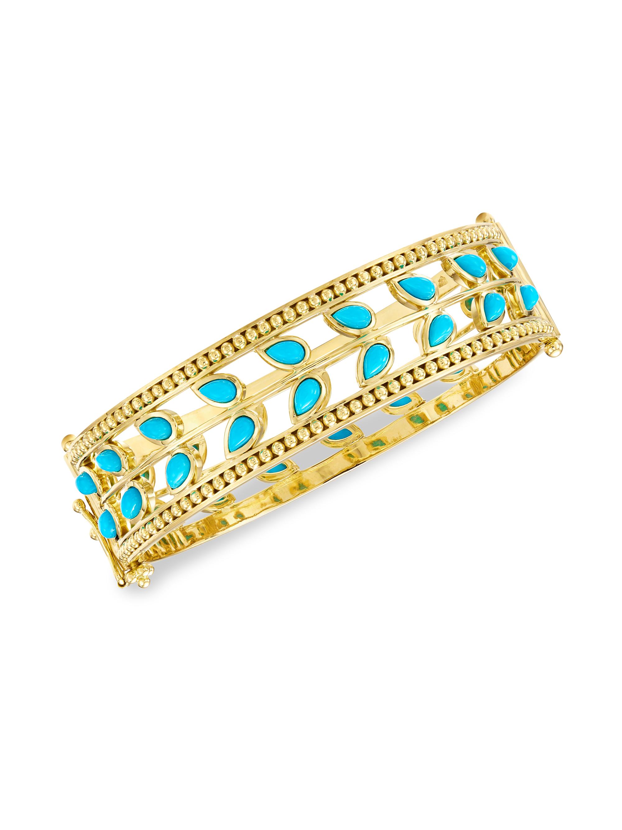 Temple St. Clair Women's Florence86 Tol 18K Yellow Gold & Turquoise Vine Cuff Bracelet - Yellow Gold