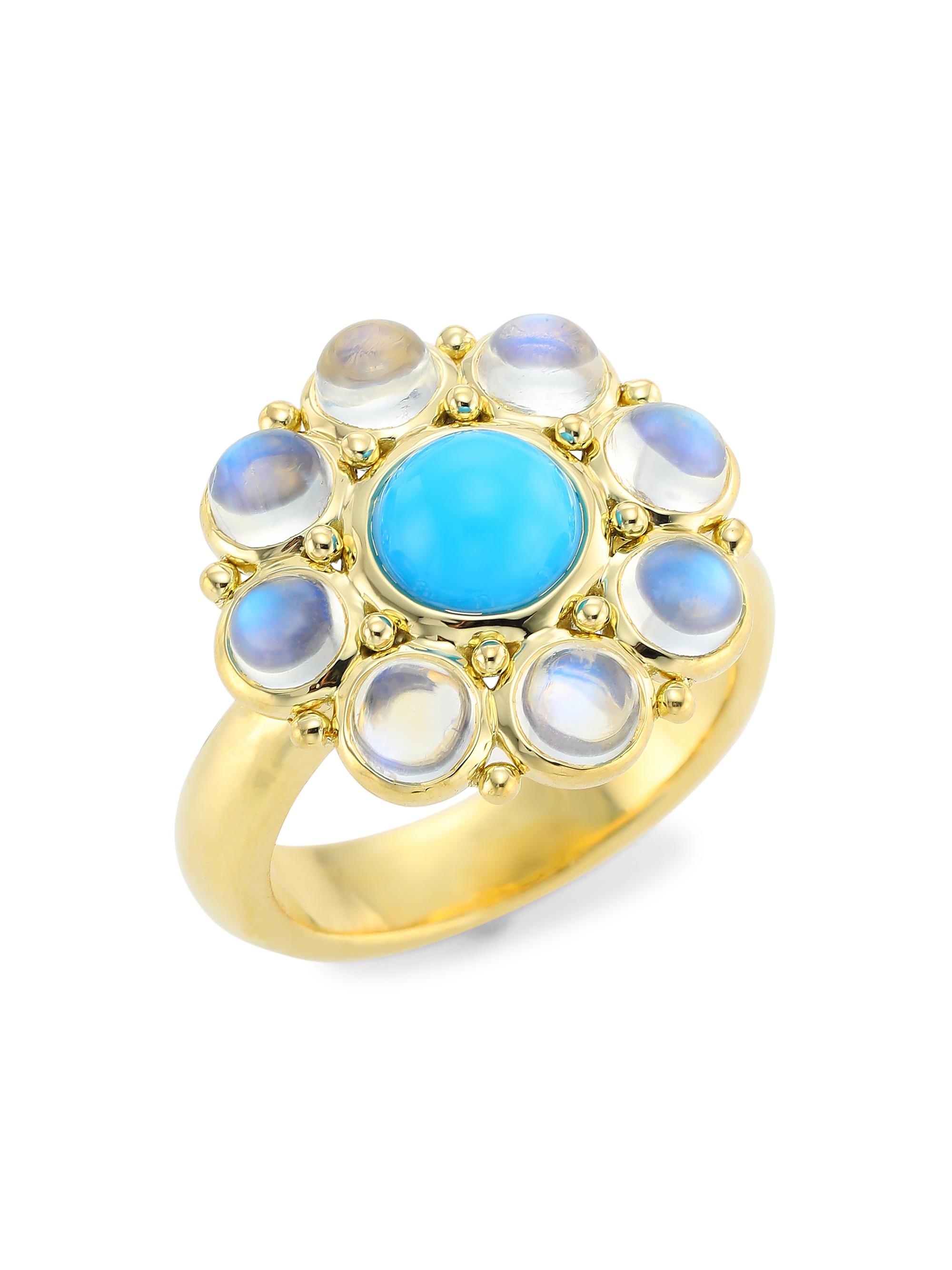 Temple St. Clair Women's Stella 18K Yellow Gold, Turquoise & Blue Moonstone Ring - Yellow Gold