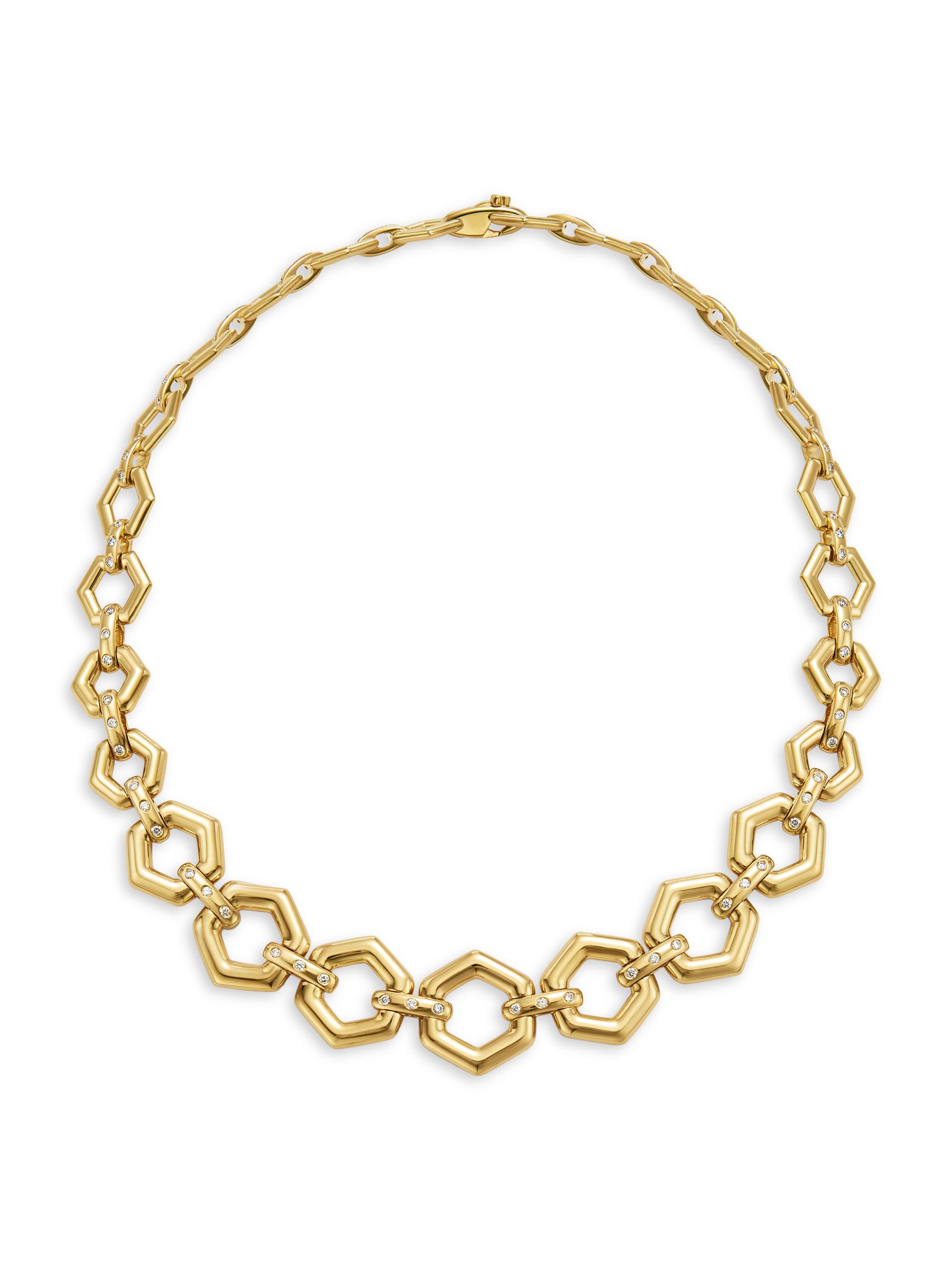 Temple St. Clair Women's Florence86 18K Yellow Gold & Diamond Beehive Link Chain Necklace - Yellow Gold