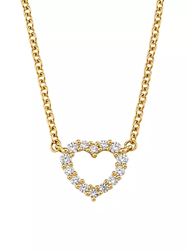 Signature 18K Yellow Gold & 0.09-0.13 TCW Diamond Small Heart Pendant Necklace