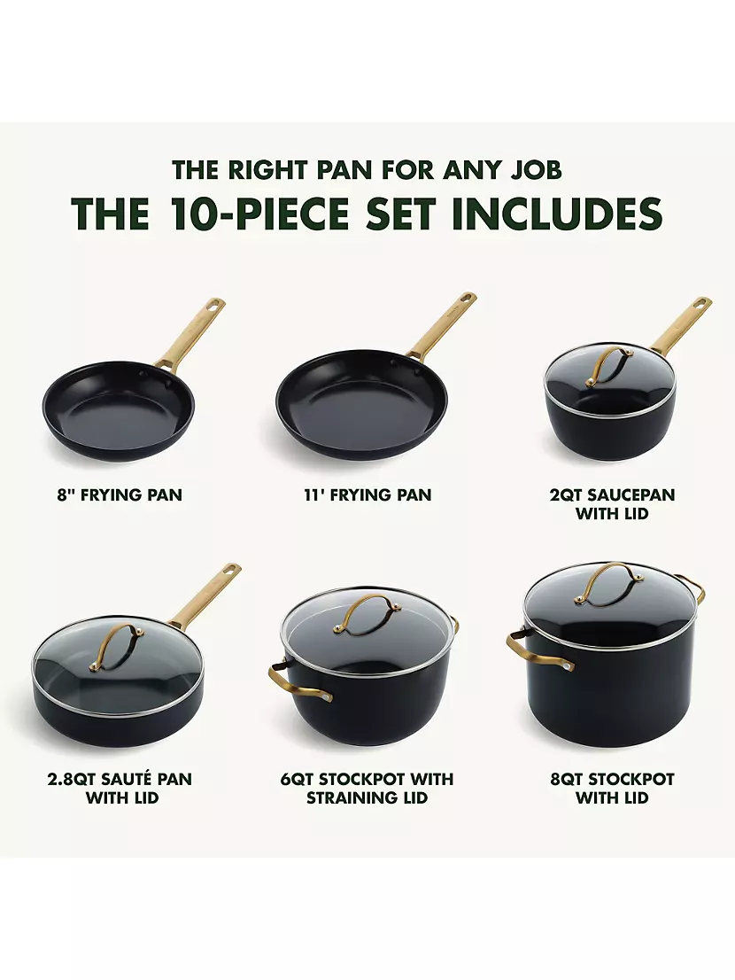 GreenPan Reserve Ceramic Nonstick 10-Piece Cookware Set Sunrise  CC005210-001 - Best Buy