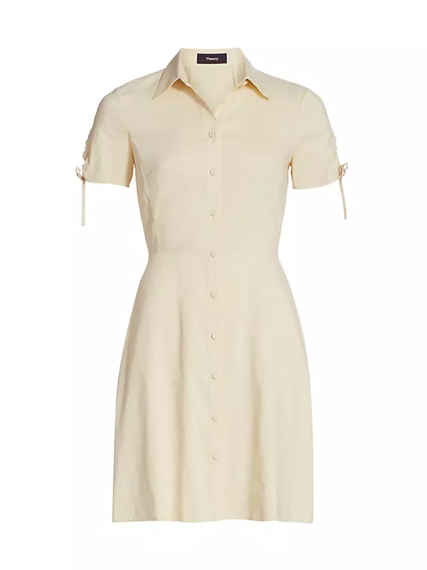 Short-Sleeve Linen-Blend Shirtdress