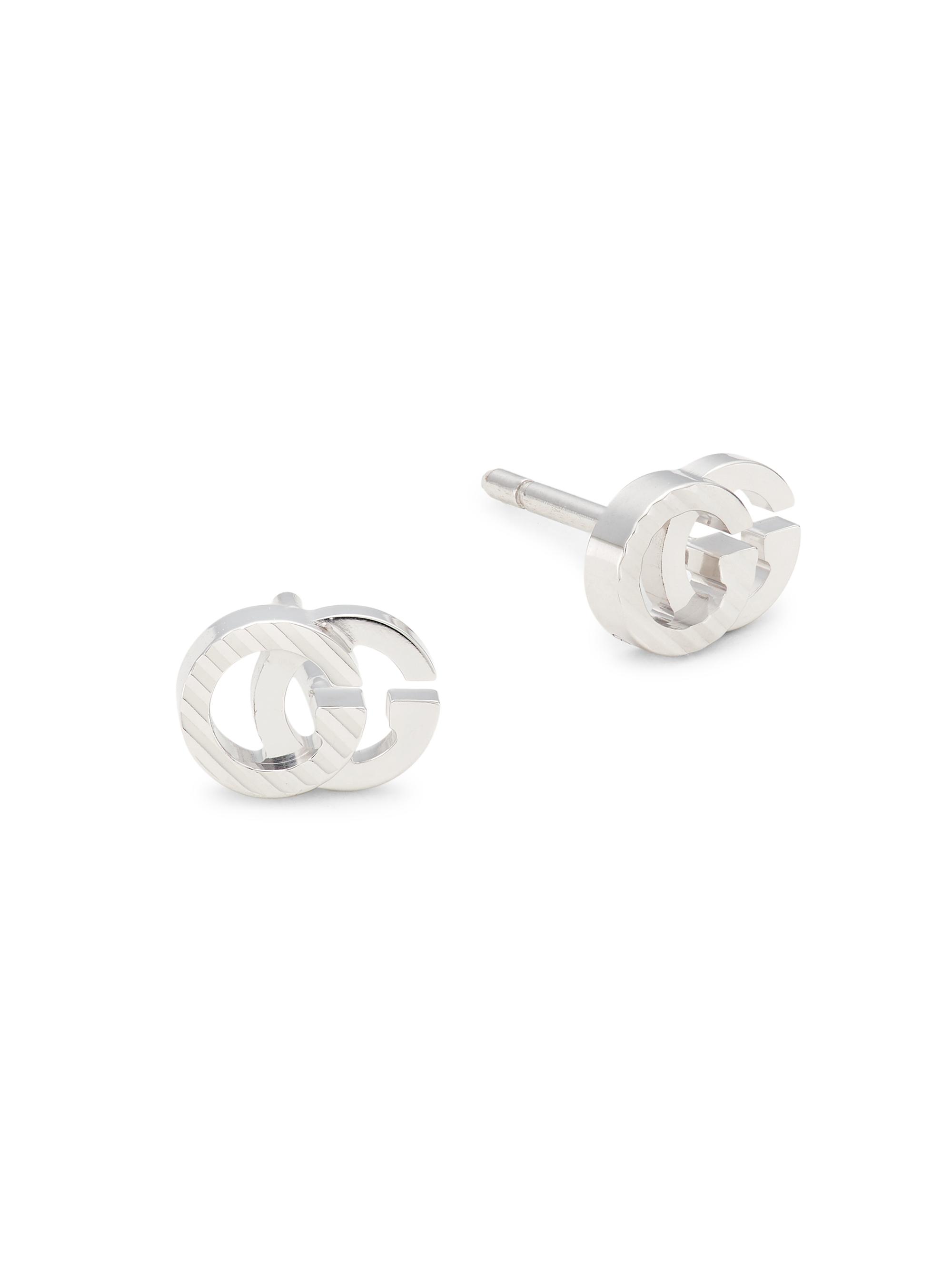 Gucci GG Running 18K White Gold Stud Earrings | Saks Fifth