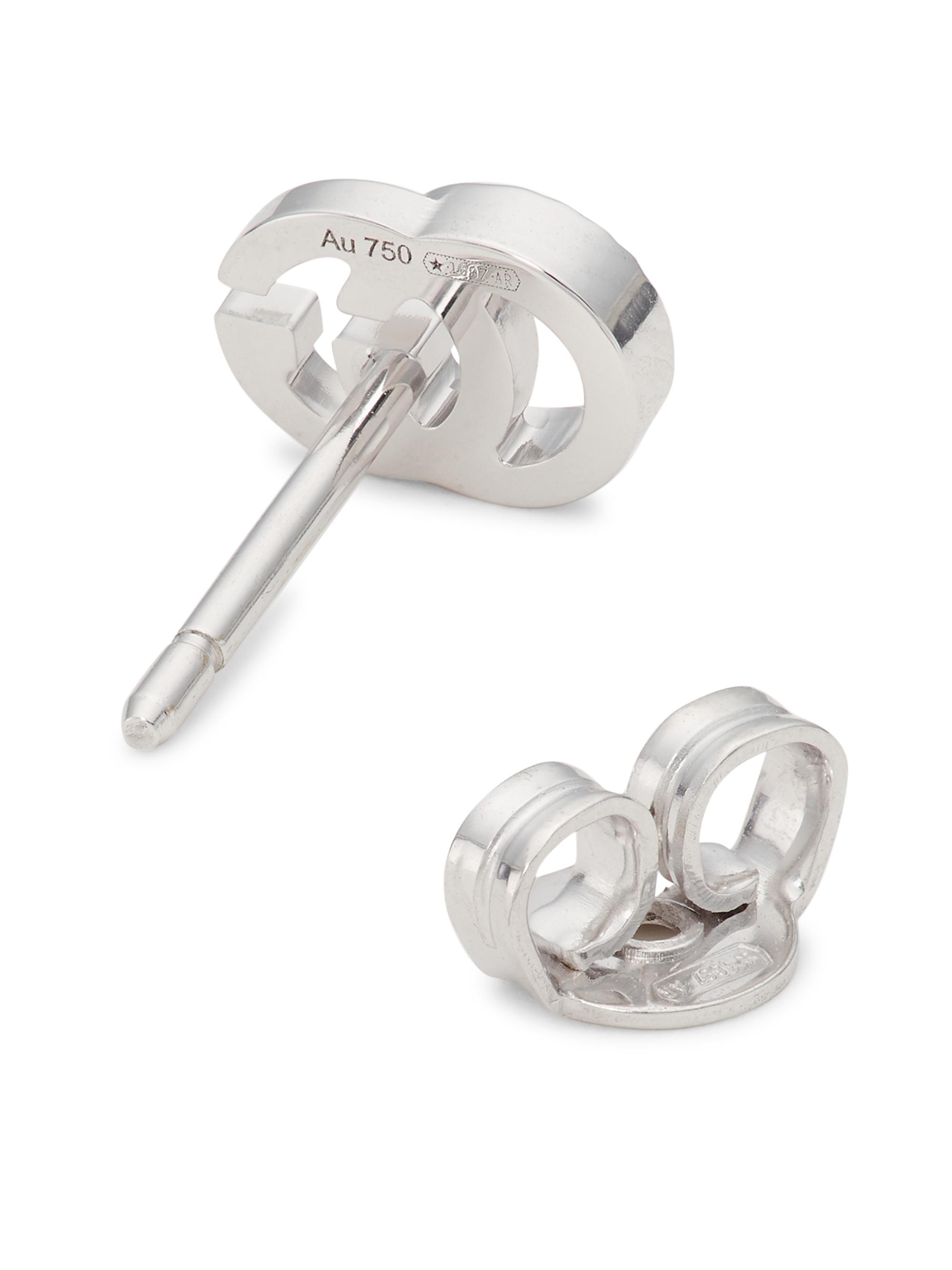 Gucci GG Running 18K White Gold Stud Earrings | Saks Fifth