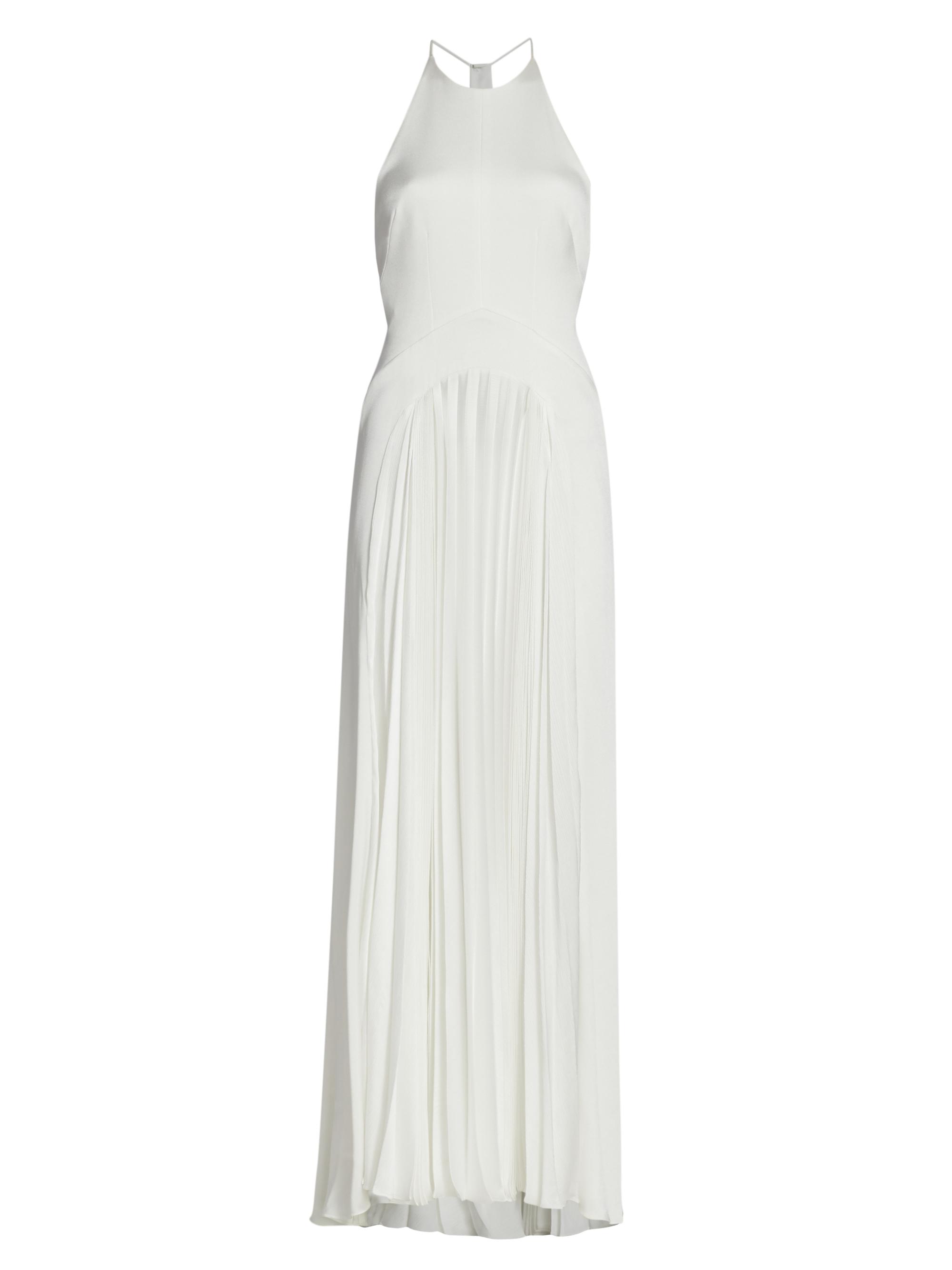 Galvan Women's Provence Halterneck Textured Crepe Gown - White