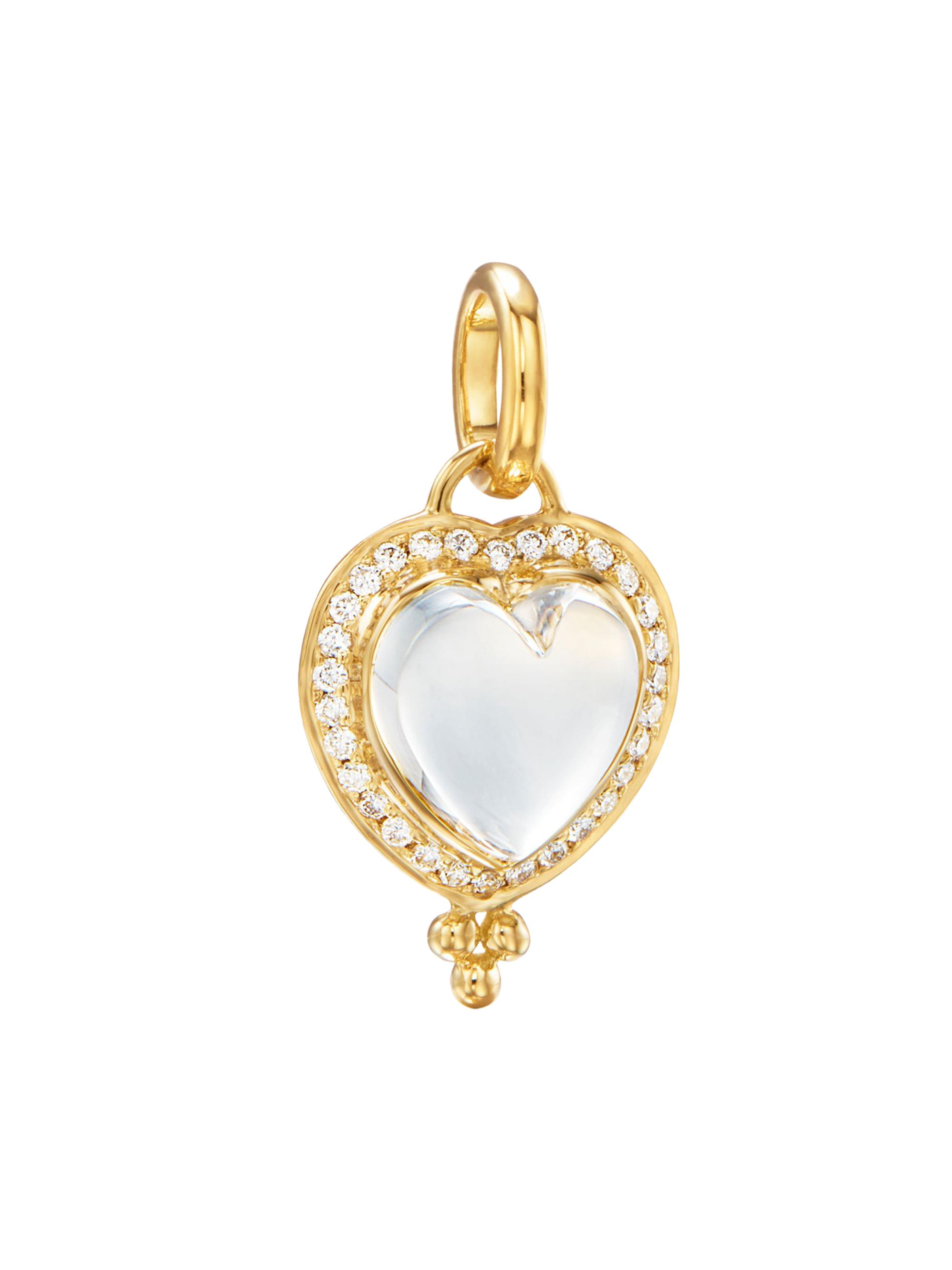 Temple St. Clair Women's Florence86 CL White 18K Yellow Gold, Rock Crystal & Pavé Diamond Heart Pendant - Yellow Gold