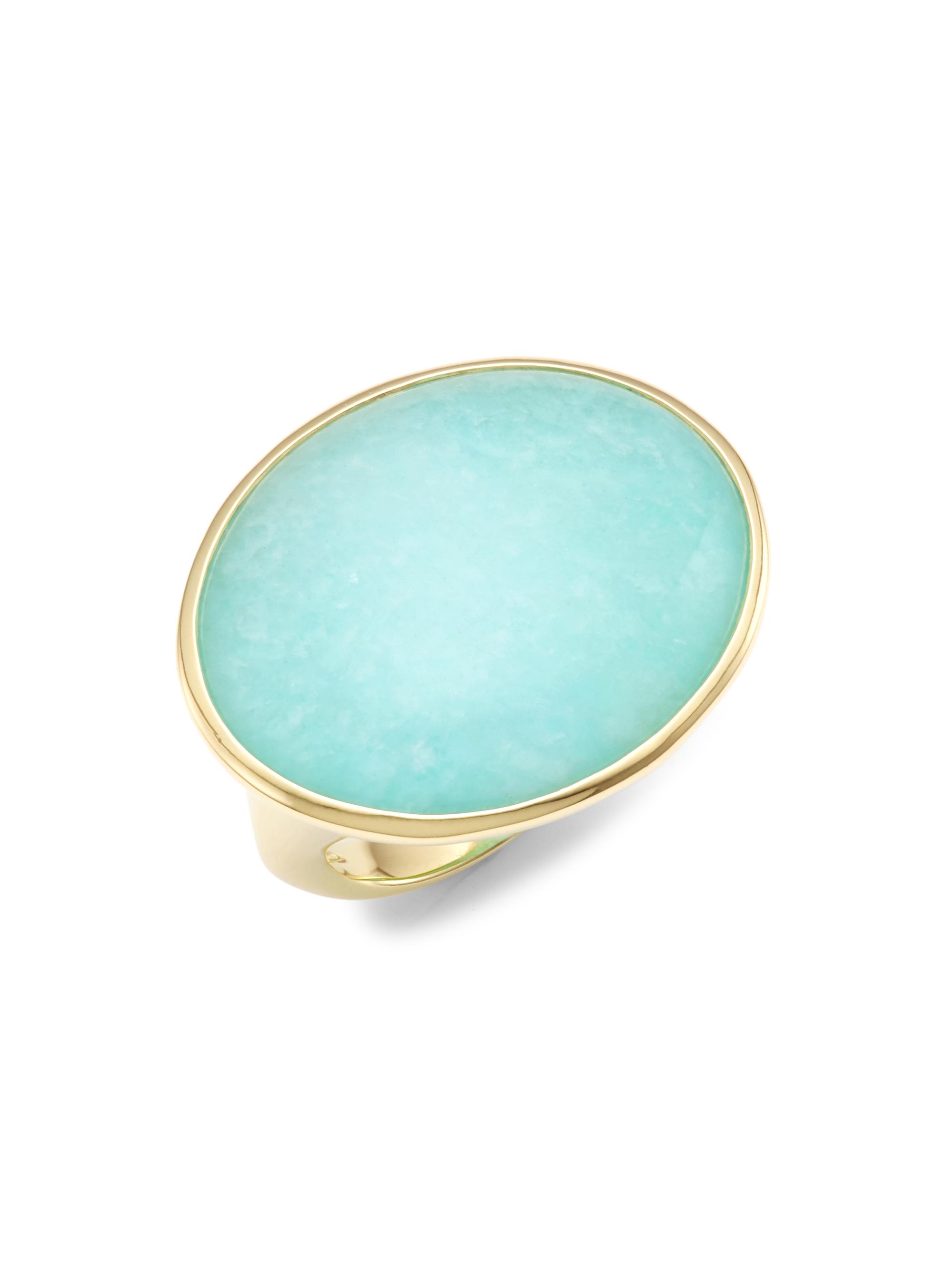 Ippolita Women's Rock Candy 18K Yellow Gold & Amazonite Oval Cabochon ring - Gold