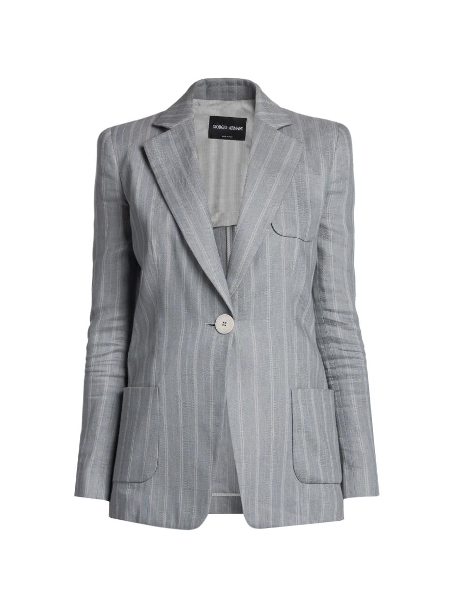 Giorgio Armani Striped Linen-Blend Jacket | Saks Fifth Avenue