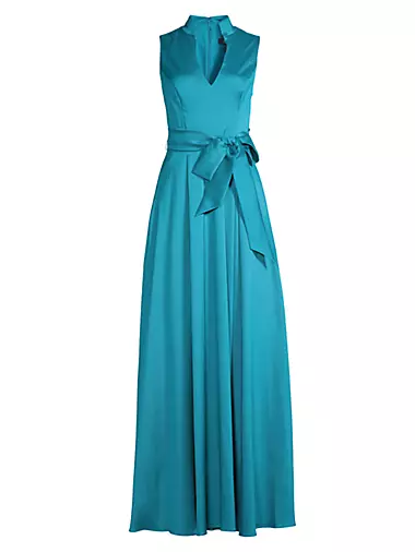 Josie Double-Tie Satin Mini Dress (Sky Blue) in 2023