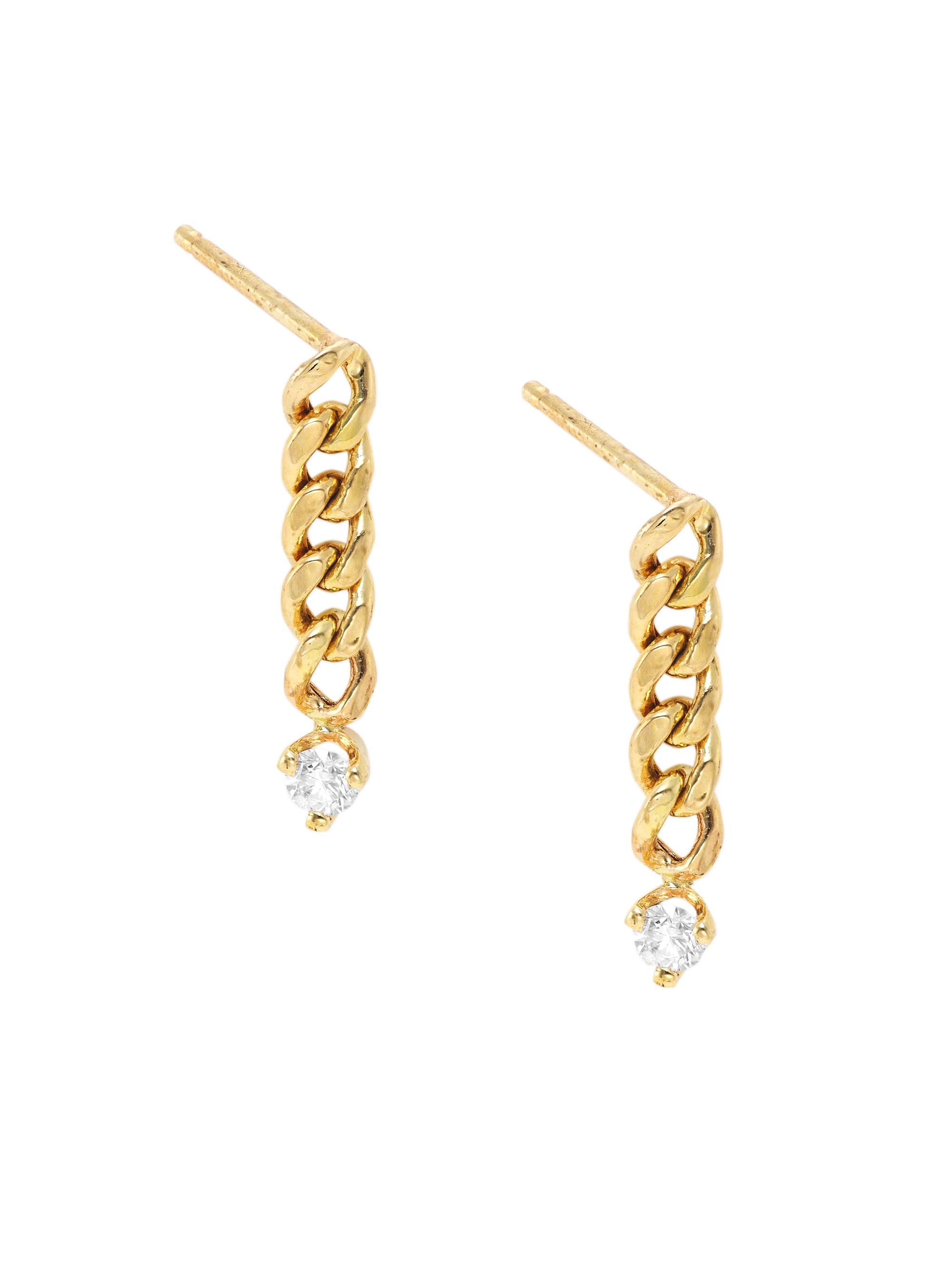 Zoë Chicco Women's 14K Yellow Gold & Diamond  Curb Chain Drop Earrings - Gold
