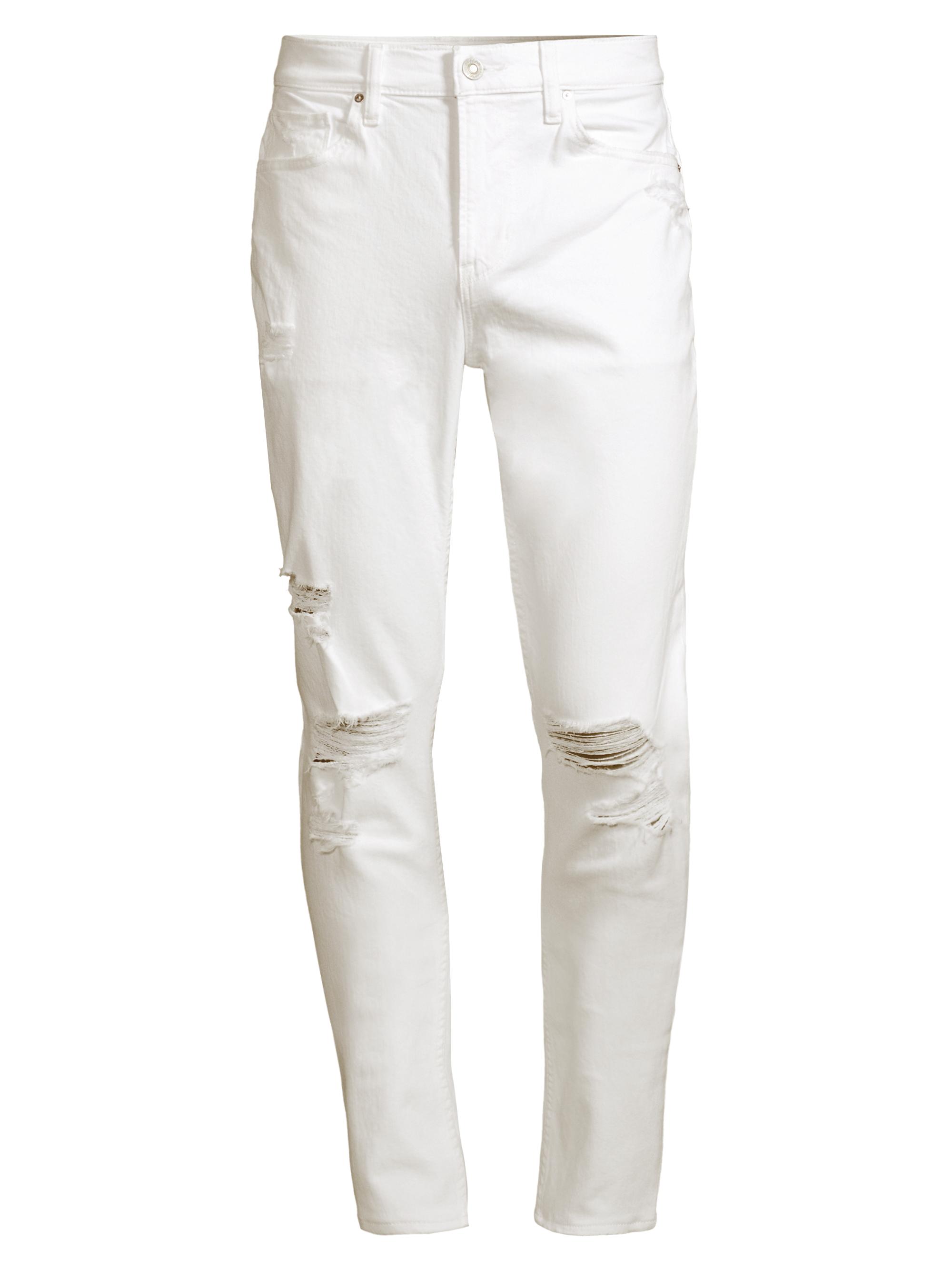 Hudson Jeans Men's Zack Distressed Ripped Knee Stretch Skinny Jeans - White