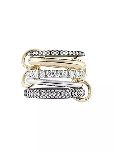 Galaxy Tri-Tone & Diamond 5-Link Leilani Ring