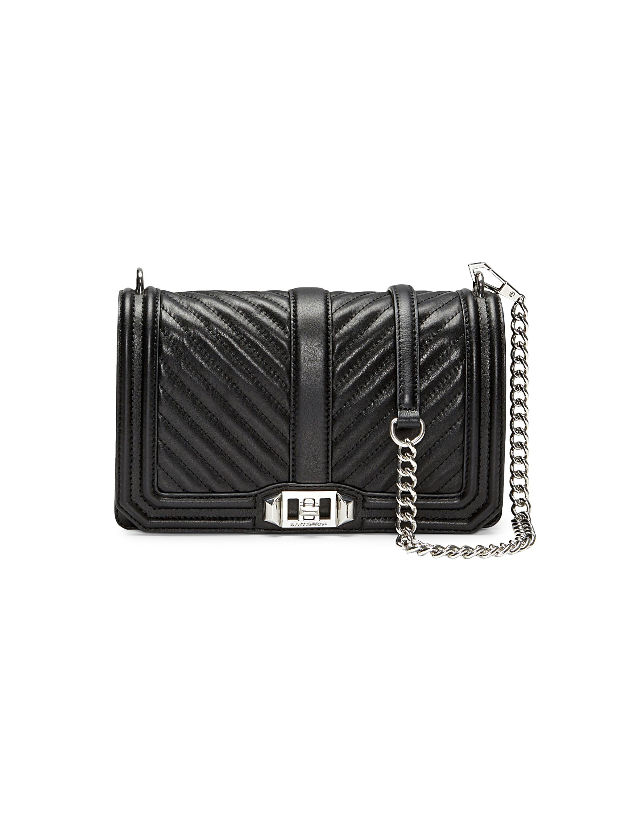 Rebecca Minkoff Women's Love Chevron Quilted Leather Crossbody Bag - Black
