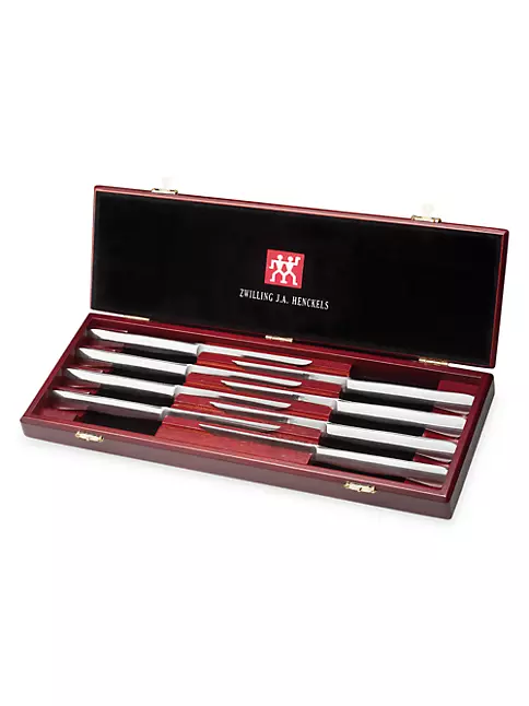 ZWILLING 8-Piece Stainless Steel Steak Knife Set with Black Box on