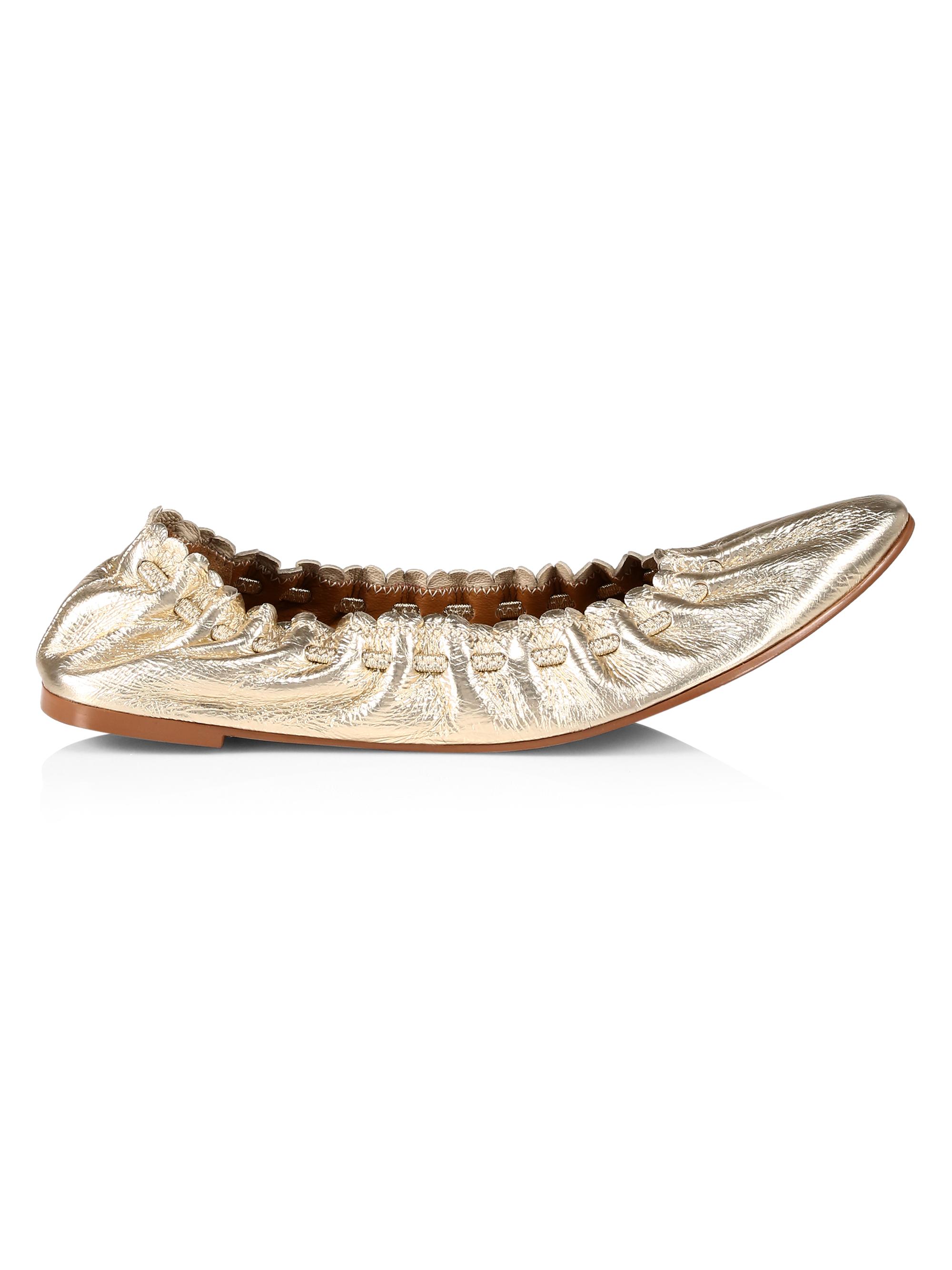 See by Chloé Women's Jane Metallic Leather Ballet Flats - Light Gold