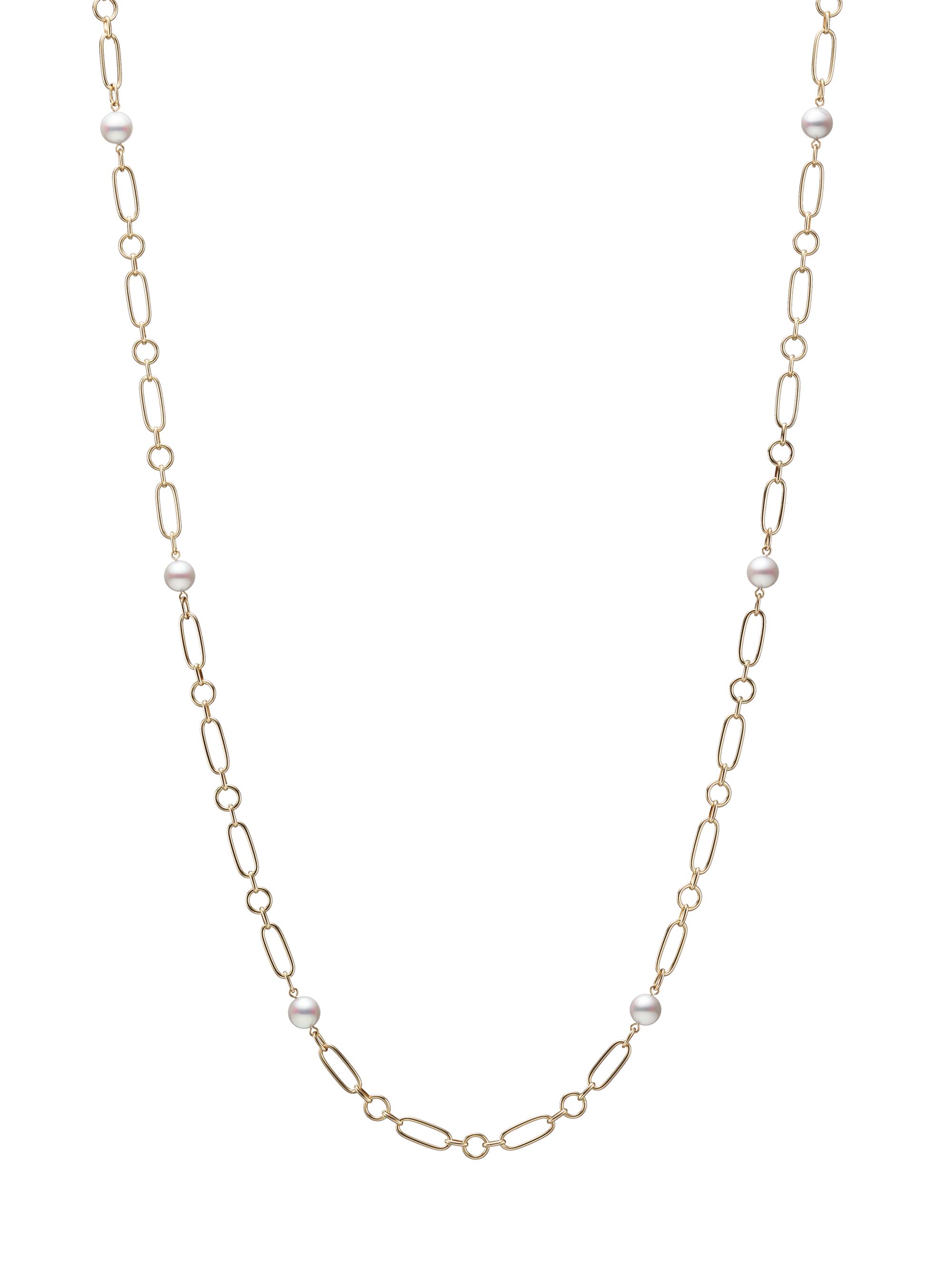 Mikimoto Women's  18K Yellow Gold & 6.5 Cultured Akoya Pearl Station Link Necklace/24" - Yellow Gold