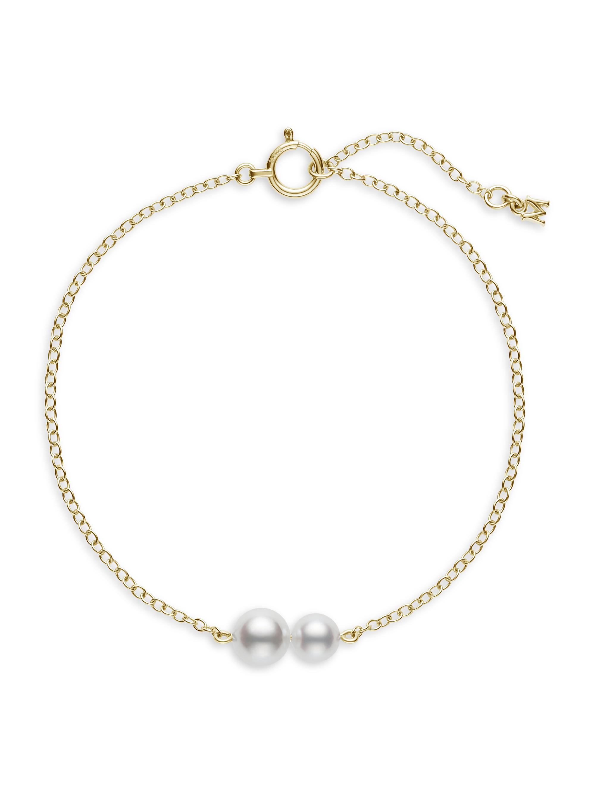 Mikimoto Women's 18K Yellow Gold & 5-6MM Akoya Pearl Station Bracelet - Yellow Gold