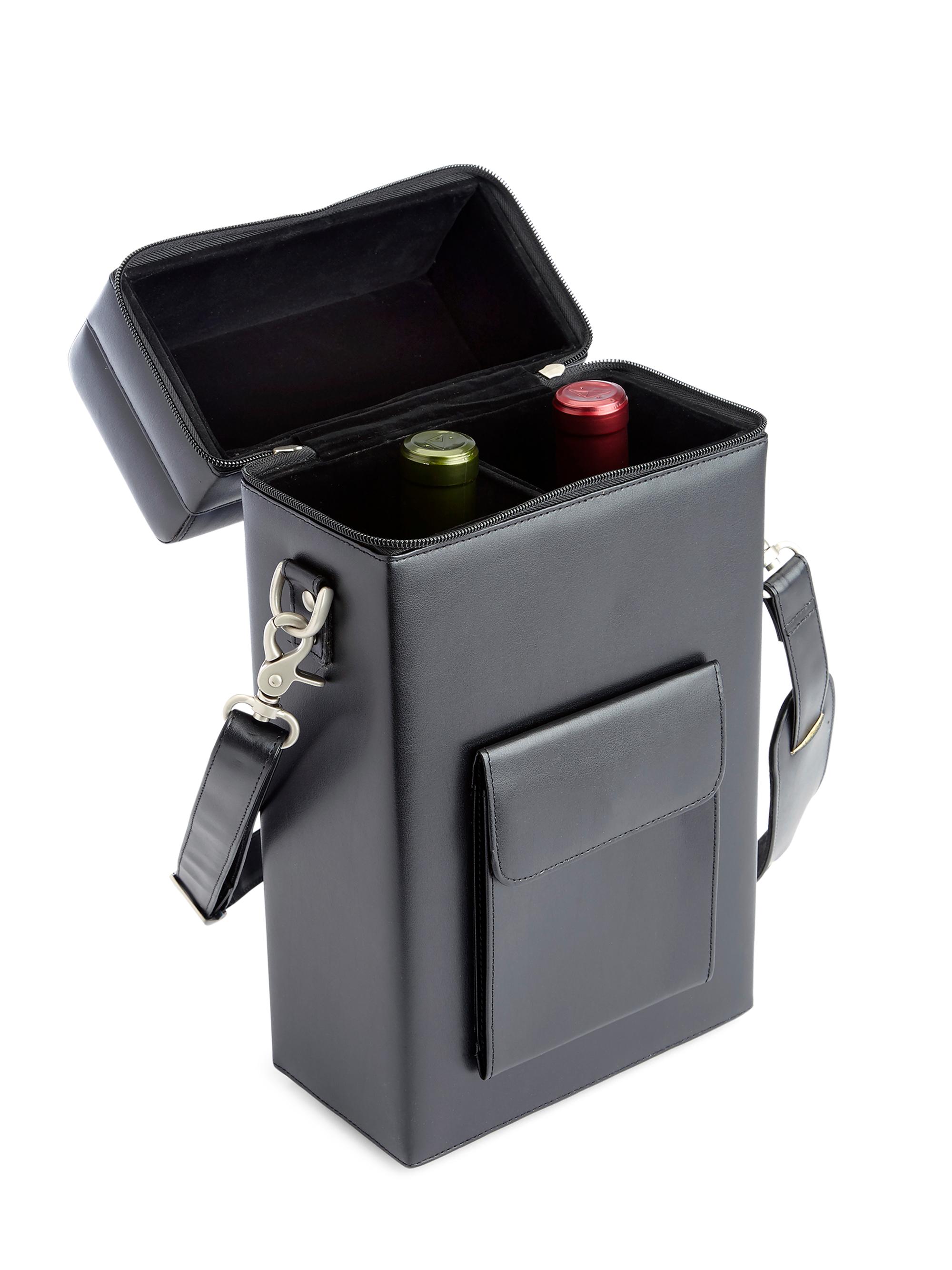 Royce New York Leather Double Wine Carrying Case - Black