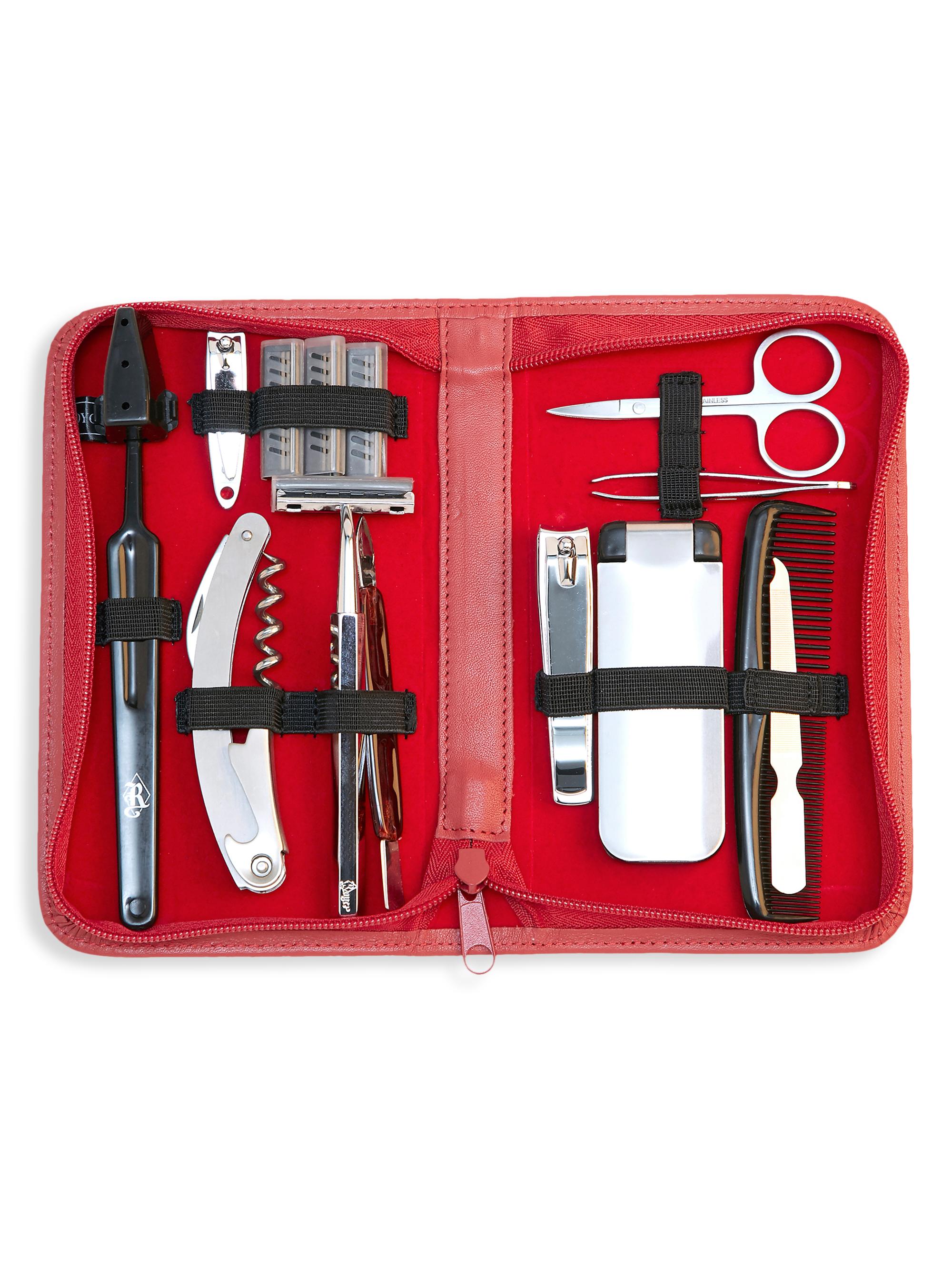 Royce New York Men's Travel Grooming Necessities Kit - Tan