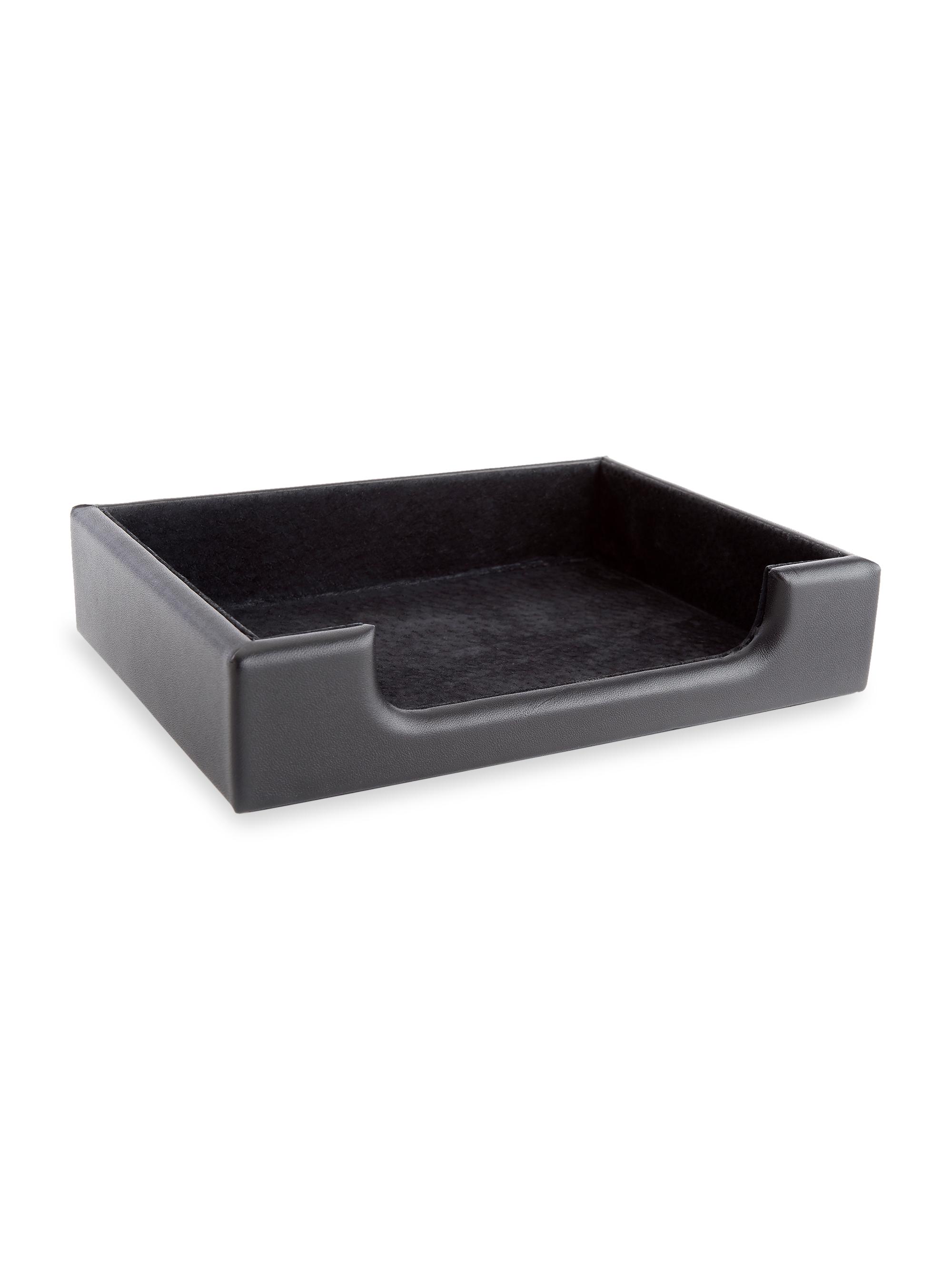 Royce New York Leather Desk Note Tray Organizer - Black