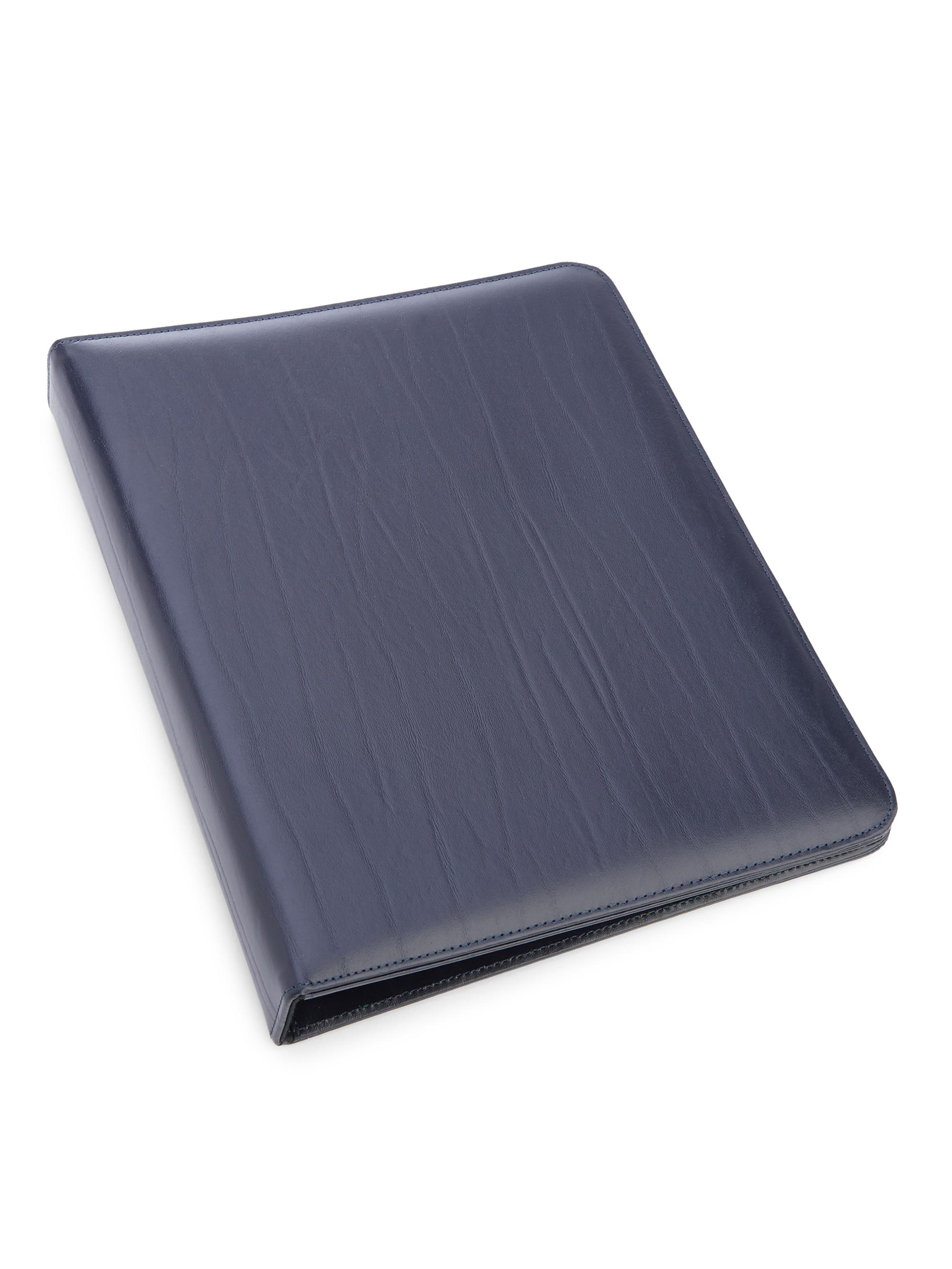 Royce New York One-Inch Leather Ring Binder - Blue