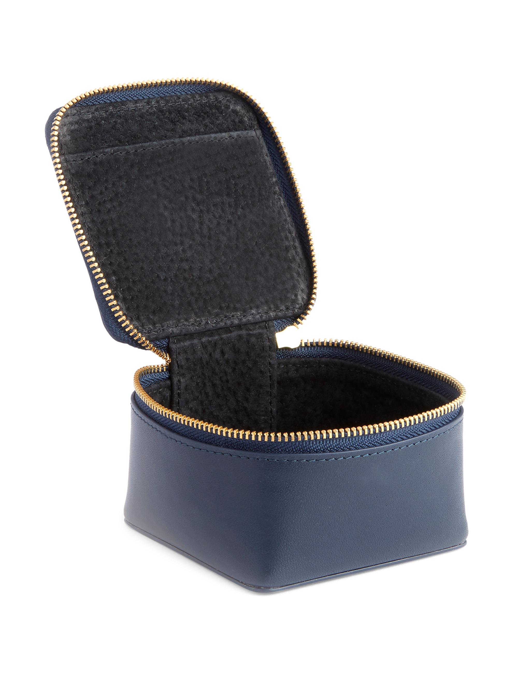 Royce New York Leather Zippered Jewelry Trinket Case - Blue